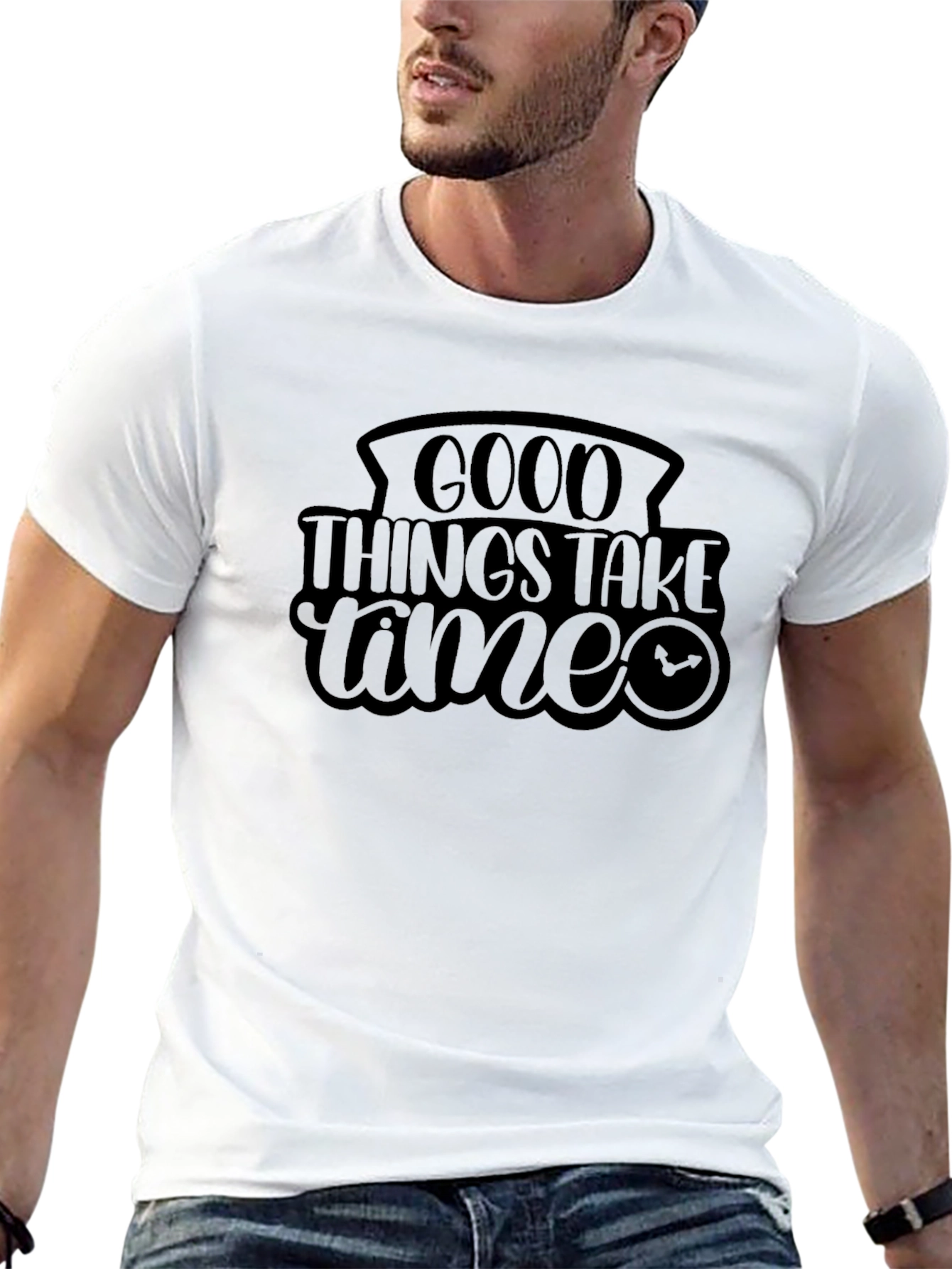 Black Good Things Take Time Graphic T-Shirt view 13