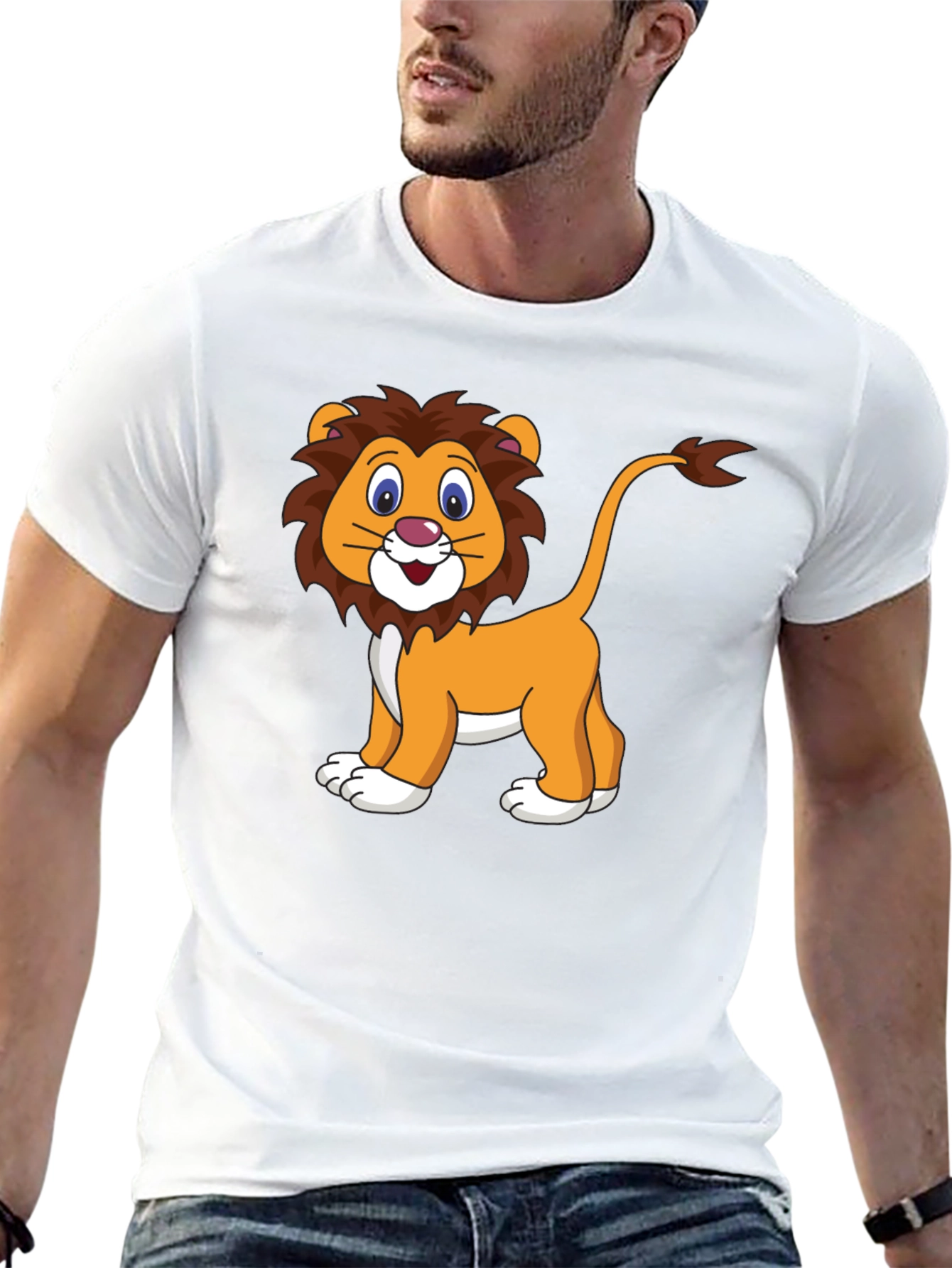 Black Cartoon Lion Black T-Shirt view 13