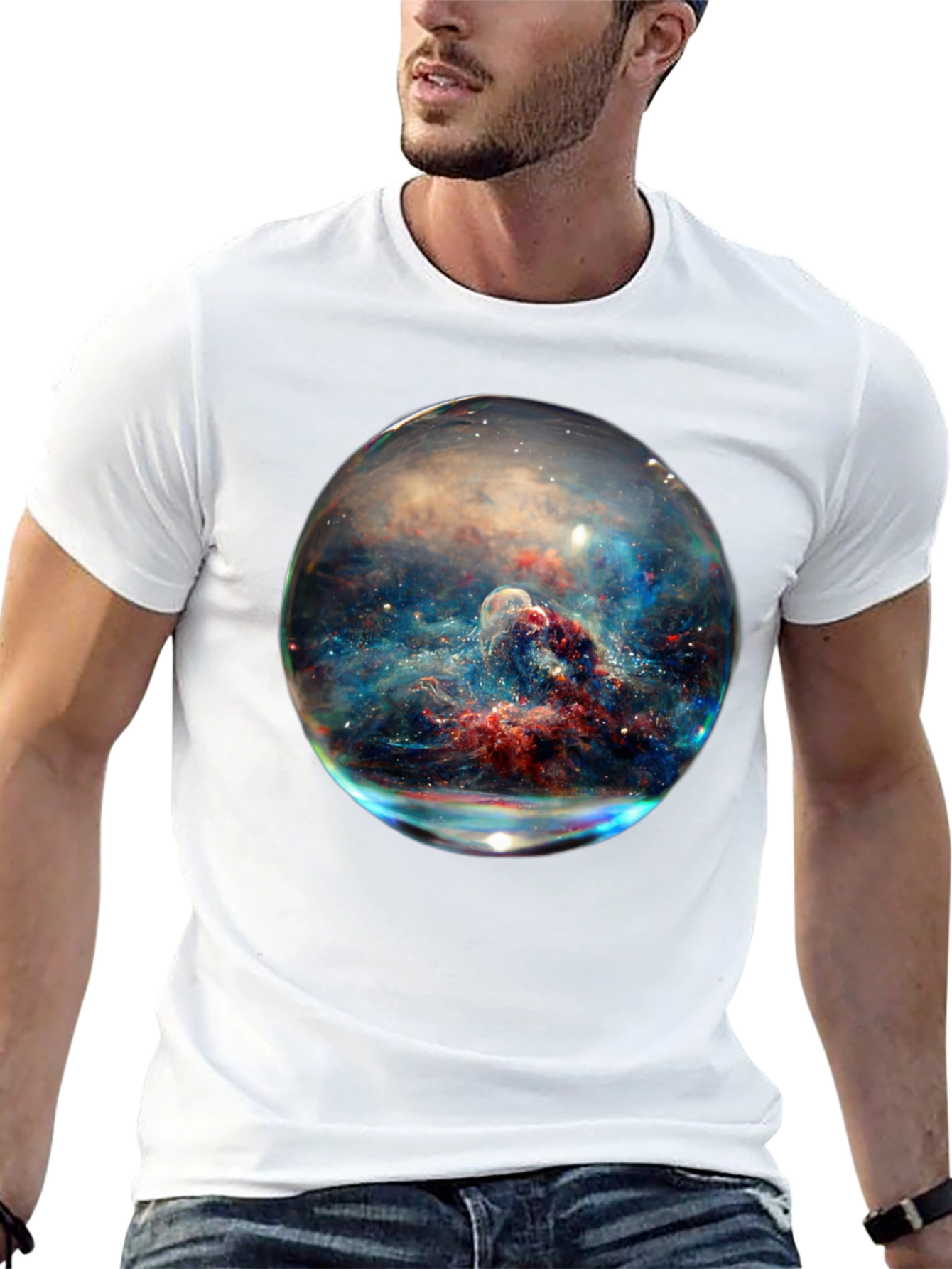 Black Nebula Sphere Graphic T-Shirt view 13