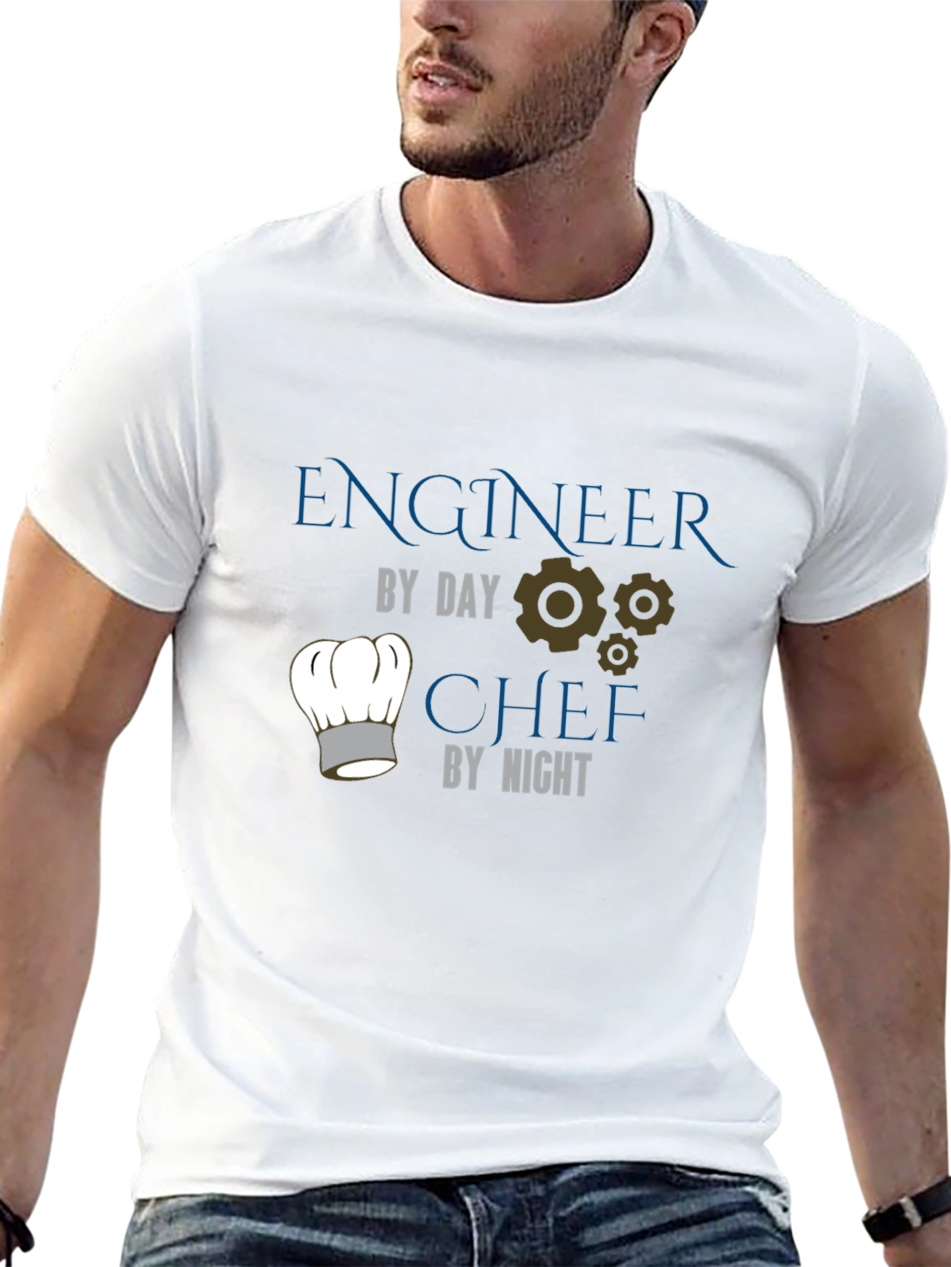 Black Engineer by Day, Chef by Night Black T-Shirt view 13