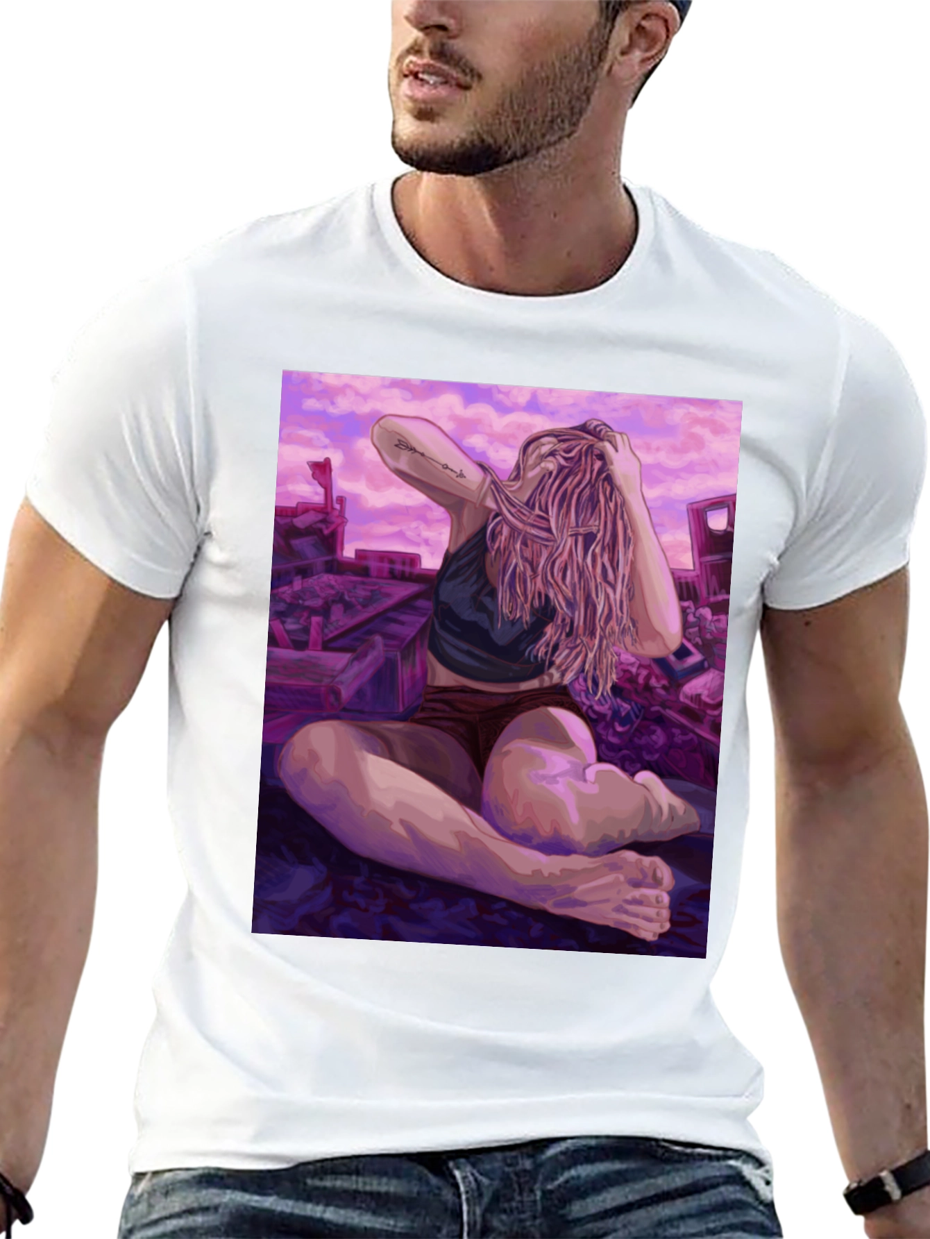 Black Artistic Woman on Ruins Graphic Tee - Unisex view 13