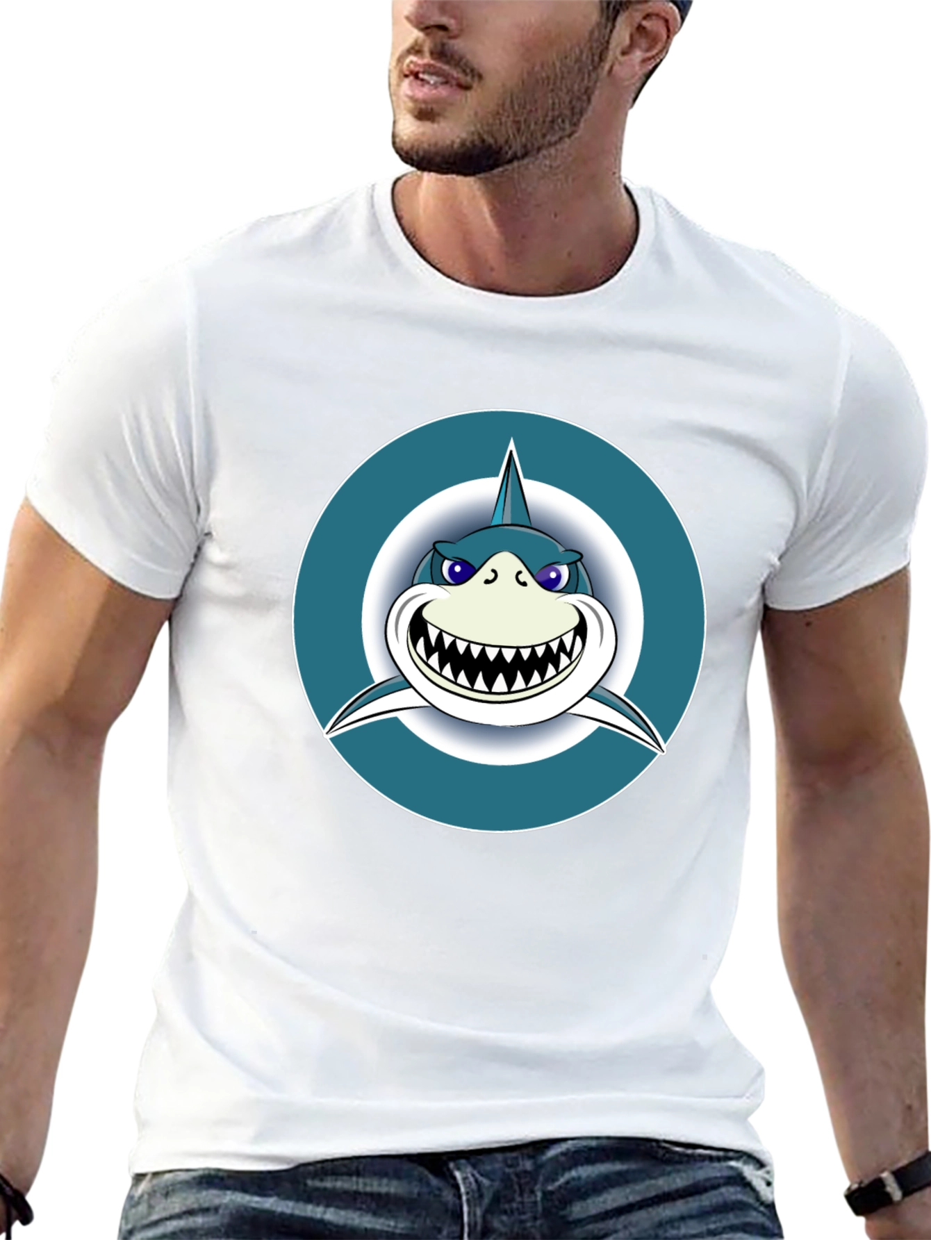 Black Shark Graphic Tee - Men's Black Cotton T-Shirt view 13