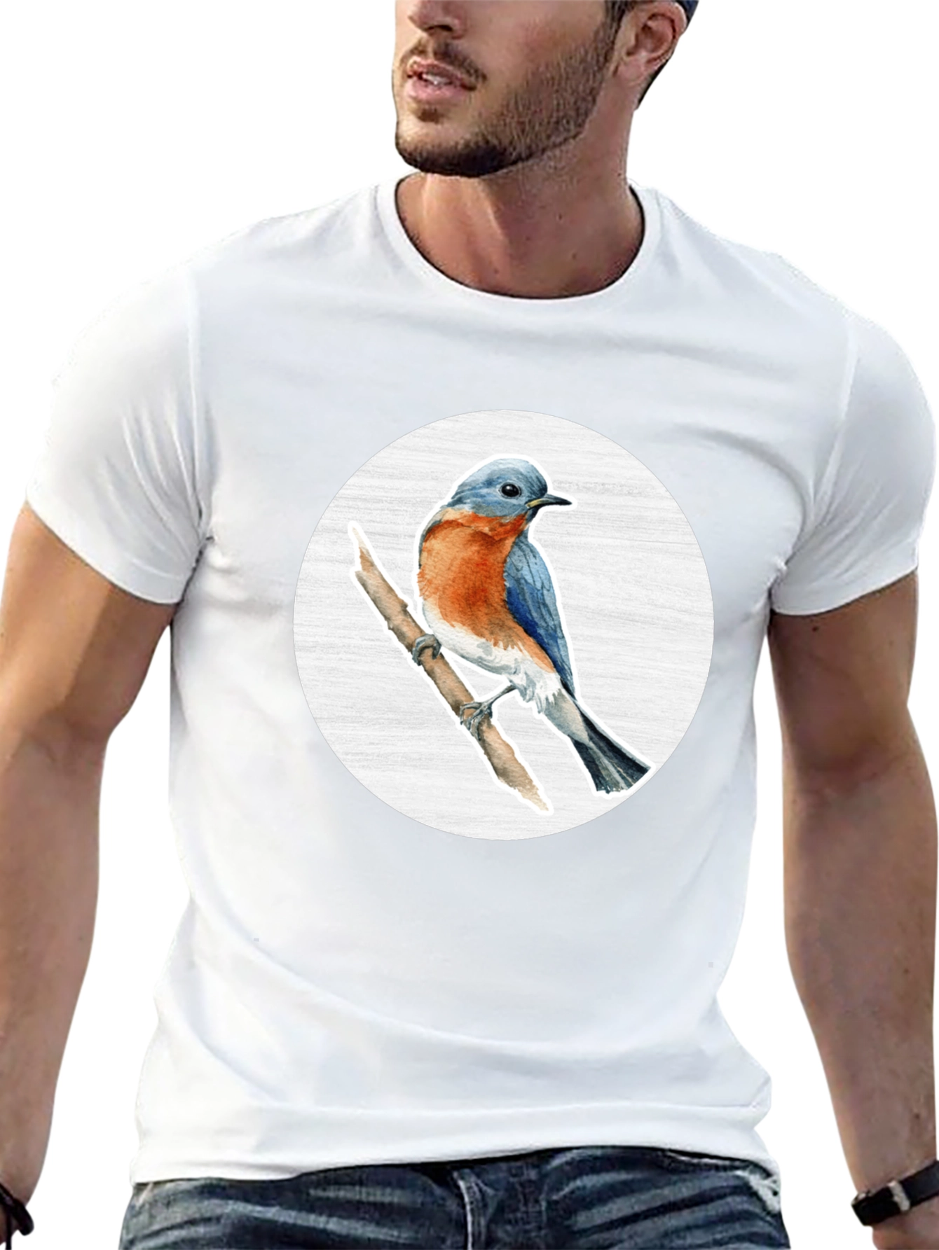 Black Bluebird Branch Graphic Tee - Stylish Bird Lover T-Shirt view 13