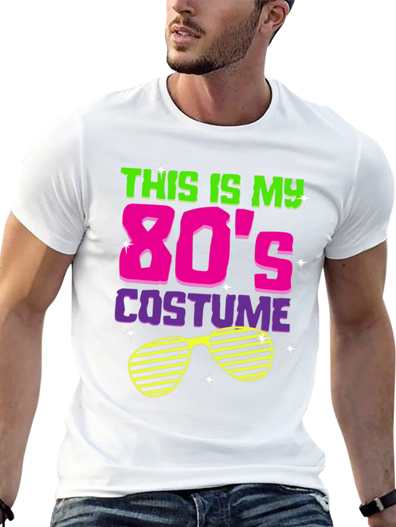 Black Retro 80s Costume T-Shirt view 13
