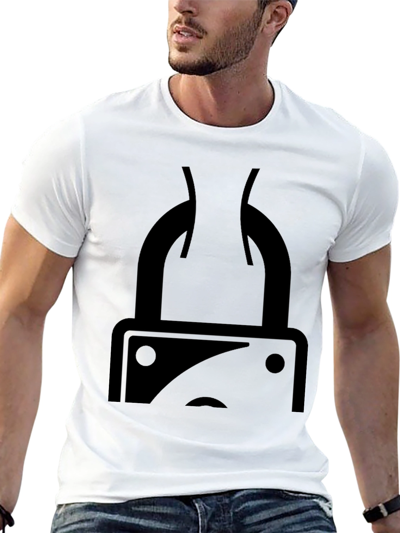 Black Sad Lock Graphic Tee - Casual Black T-Shirt view 13