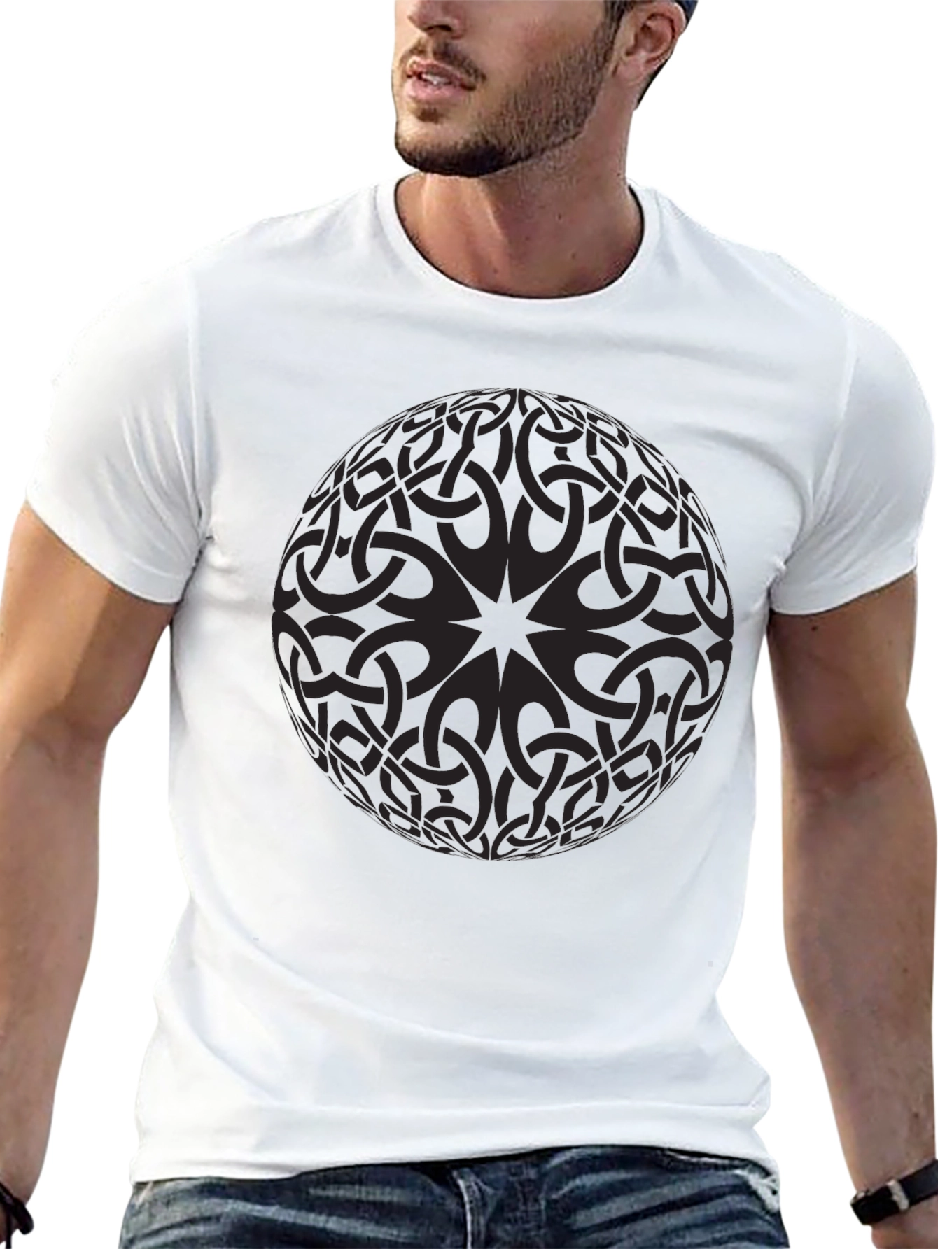 Black Celtic Knot Sphere Graphic Tee - Mens Black T-Shirt view 13