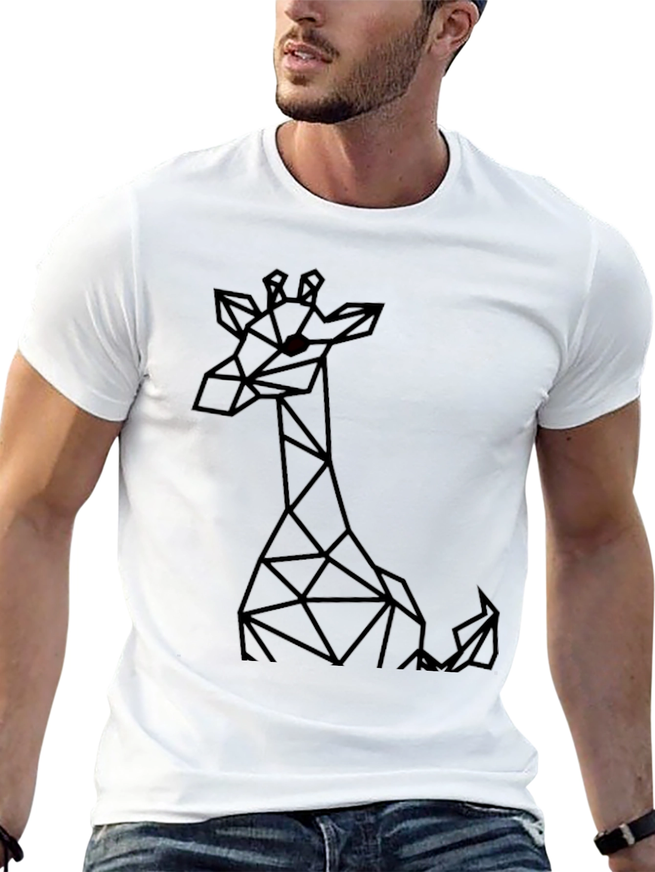 Black Geometric Giraffe Black T-Shirt view 13