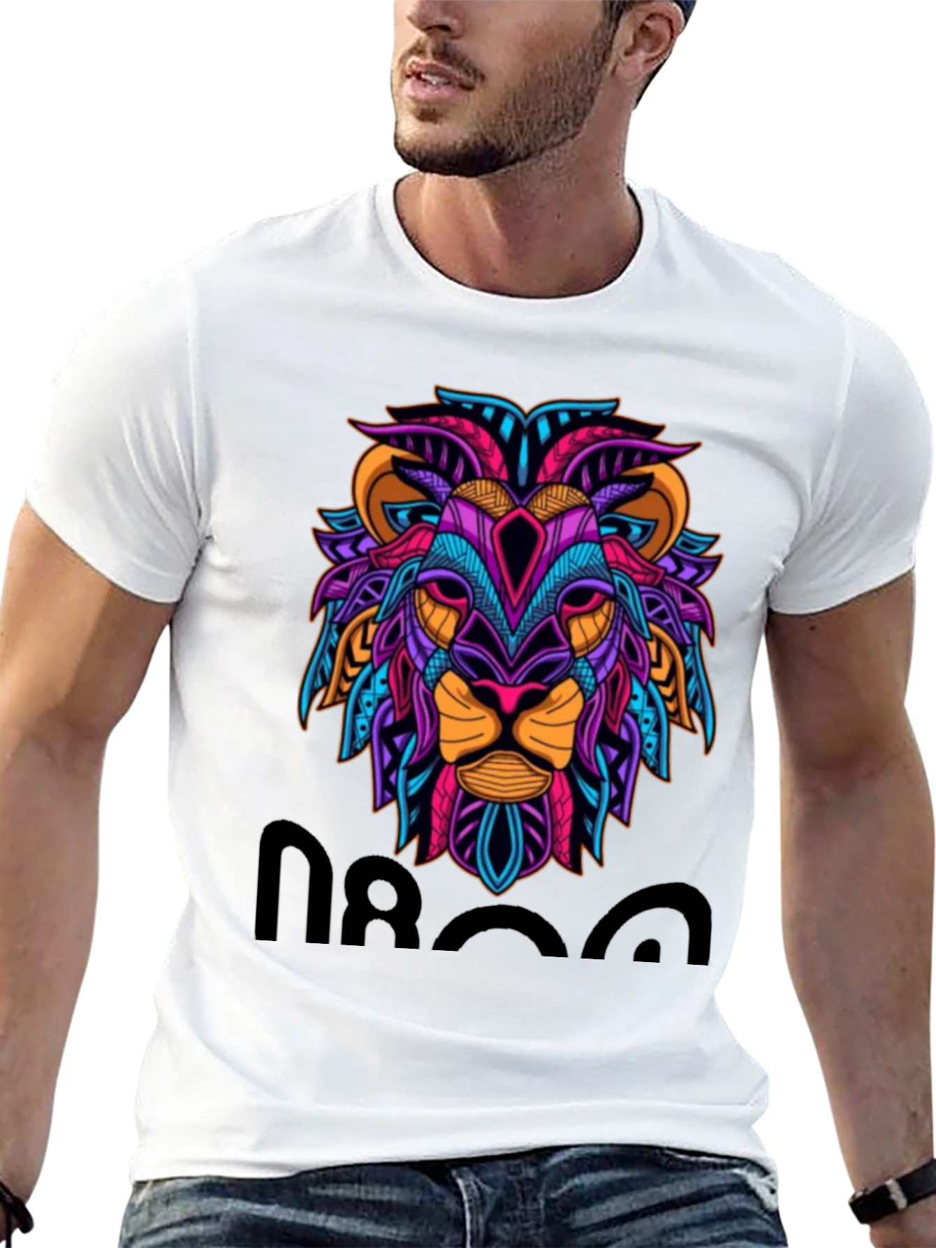 Black Lion Graphic Print Tee - Men's Black T-Shirt view 13