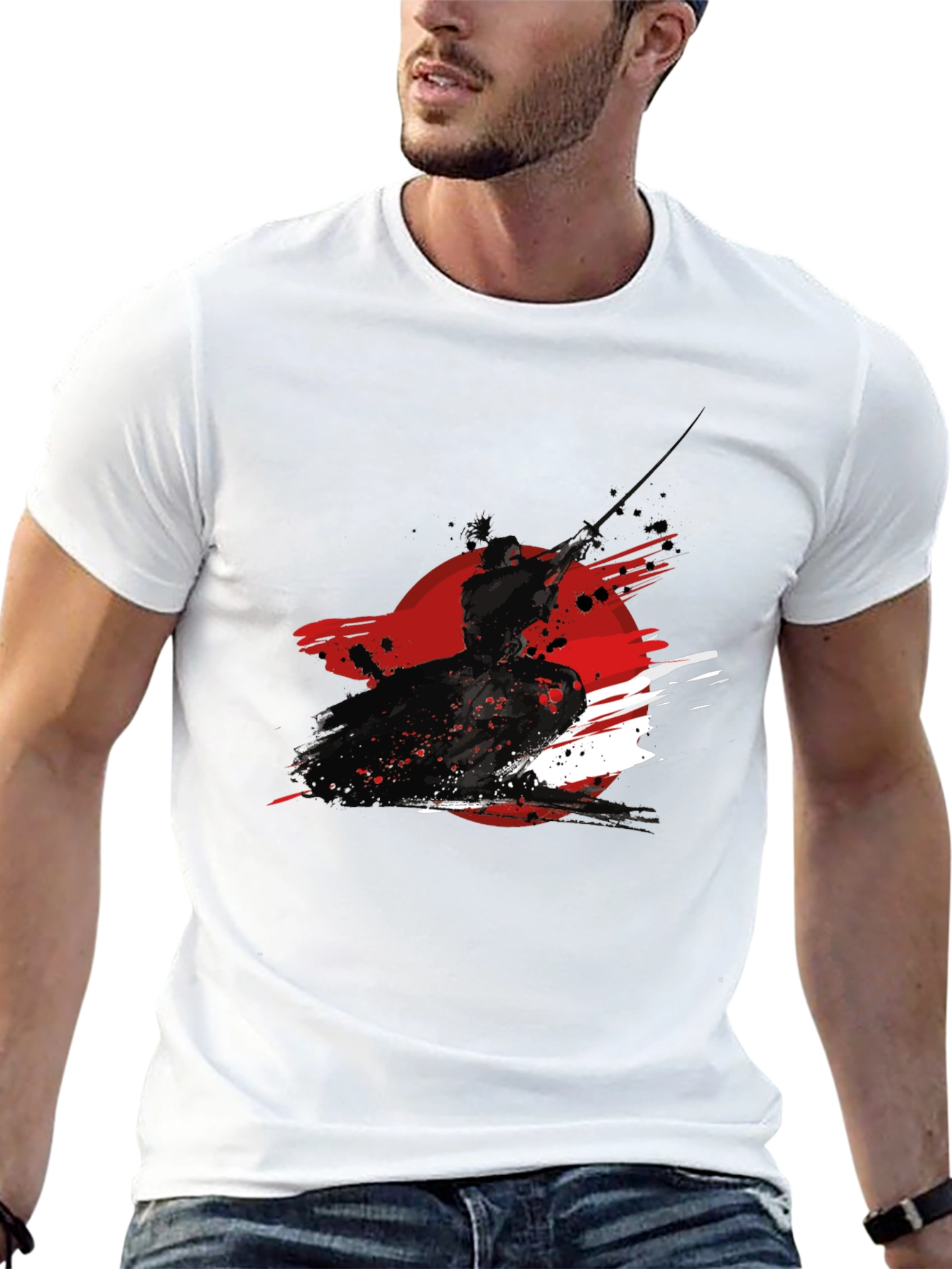 Black Samurai Ink Graphic Black T-Shirt view 13