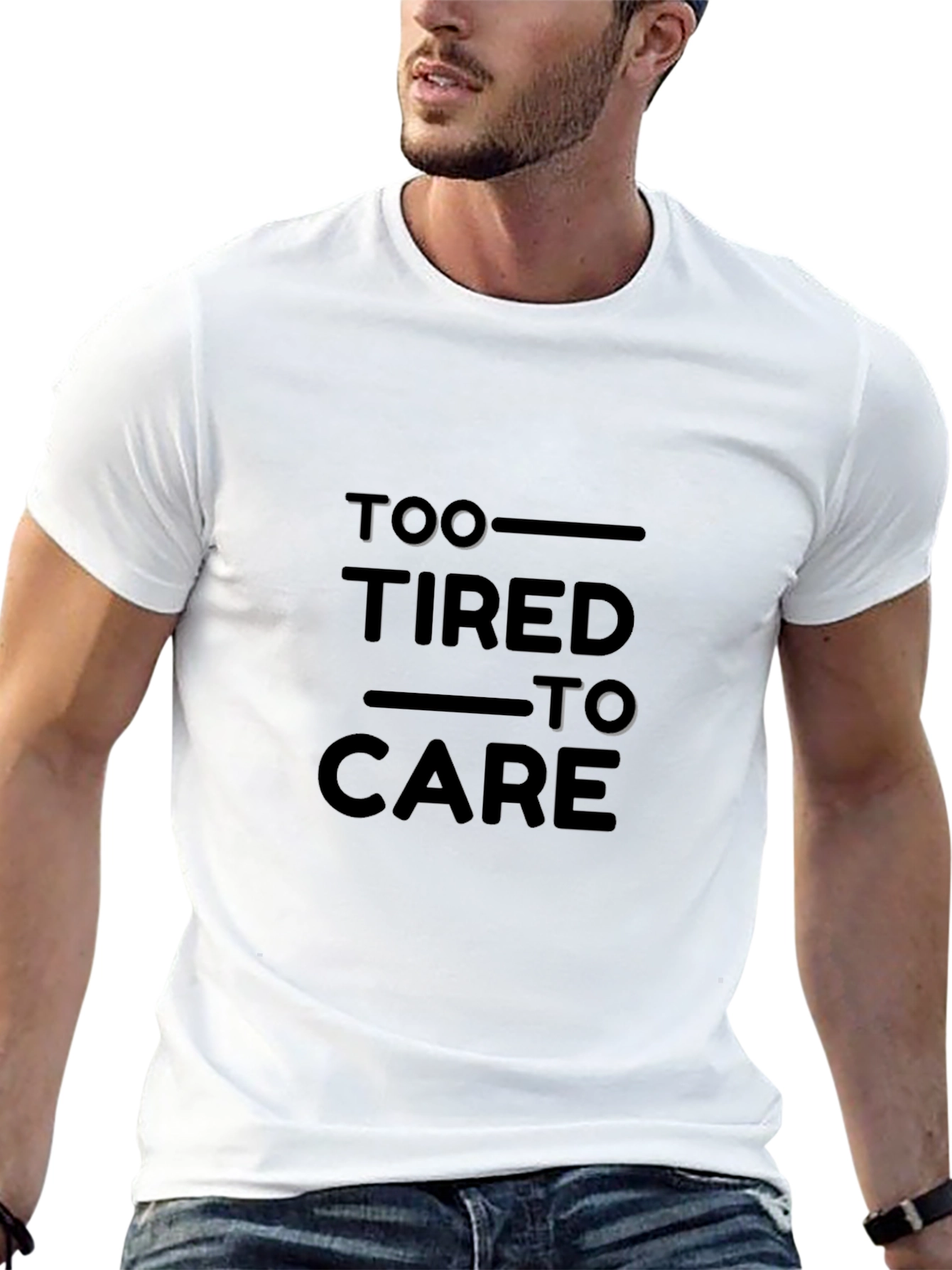 Black Too Tired to Care Black Graphic Tee view 13