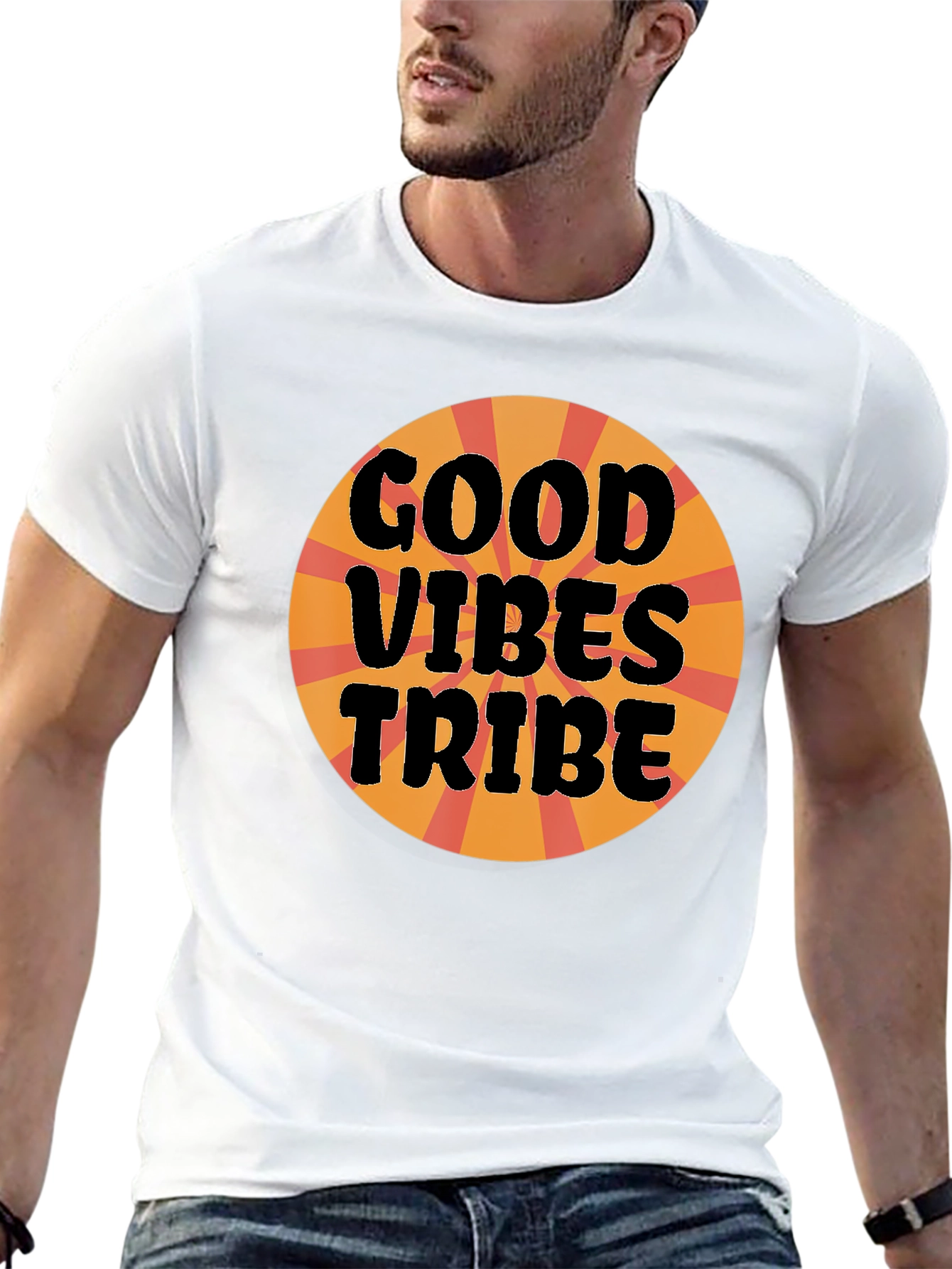 Black Good Vibes Tribe Graphic Tee - Black Cotton T-Shirt view 13