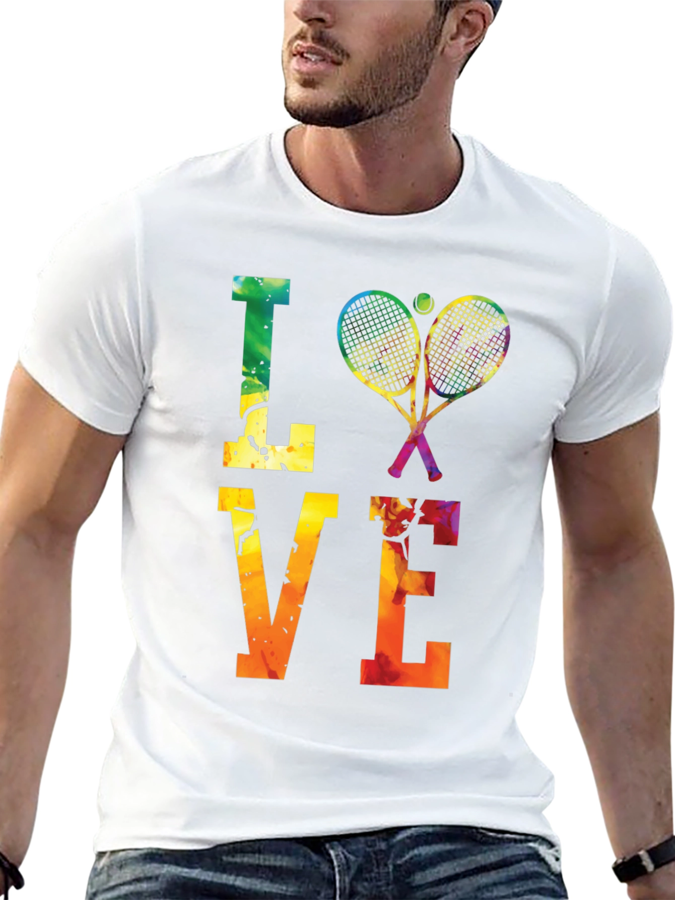 Black Tennis LOVE T-Shirt - Colorful Graphic Tee view 13