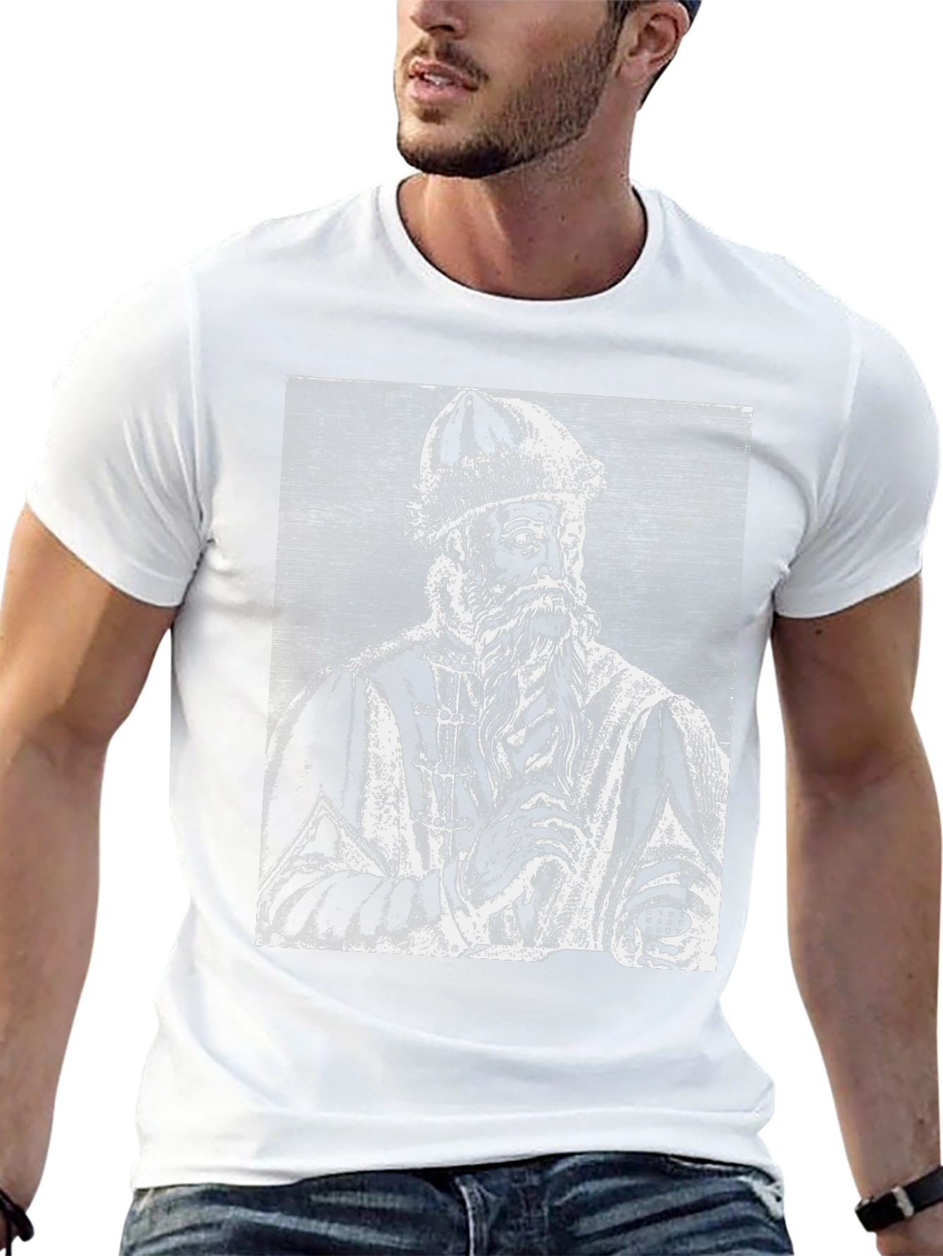 Black Vintage Portrait Graphic T-Shirt view 13
