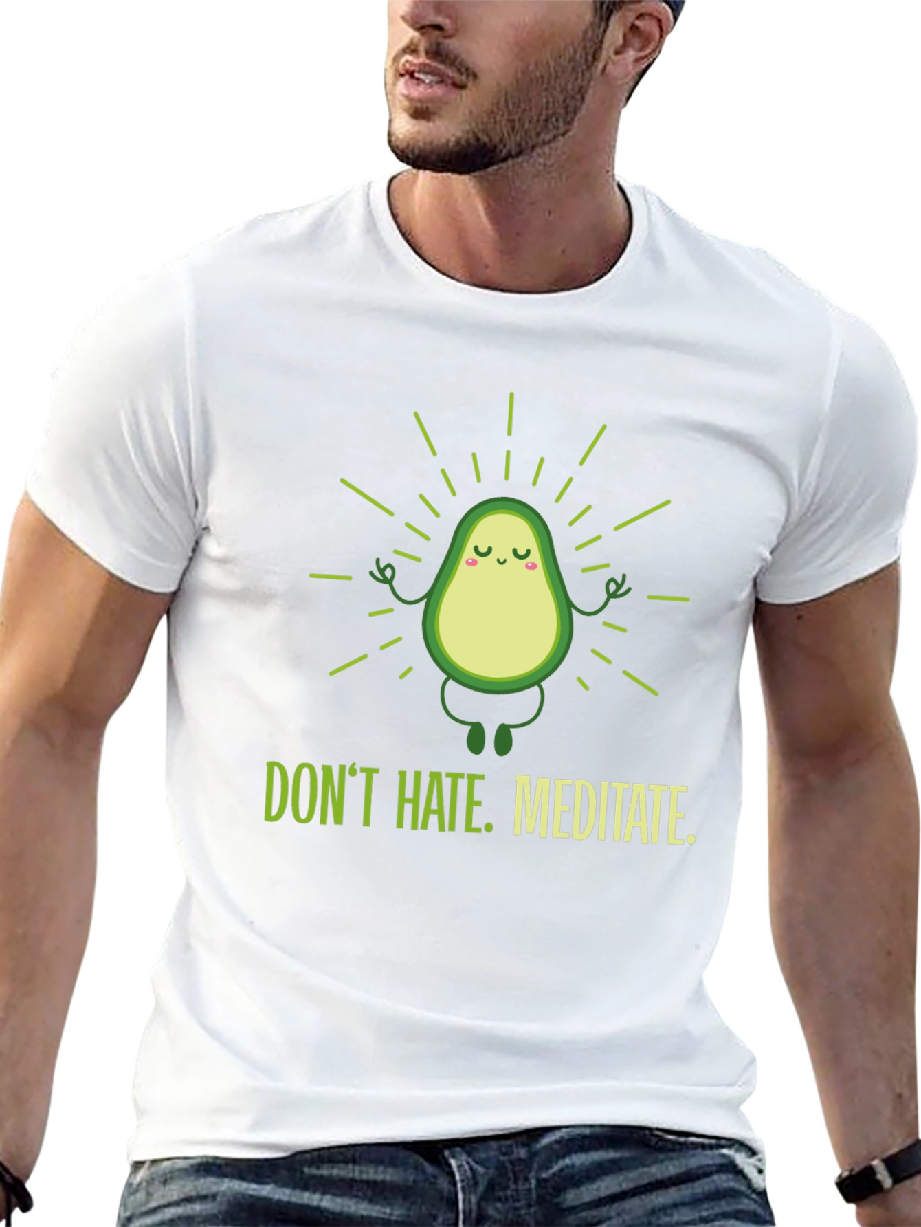 Black Meditating Avocado Graphic T-Shirt view 13