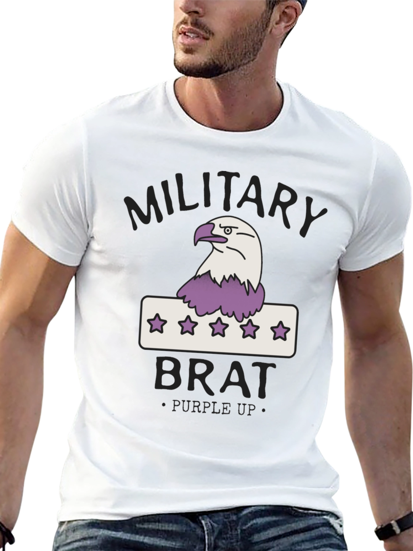 Black Military Brat T-Shirt - Purple Up view 13