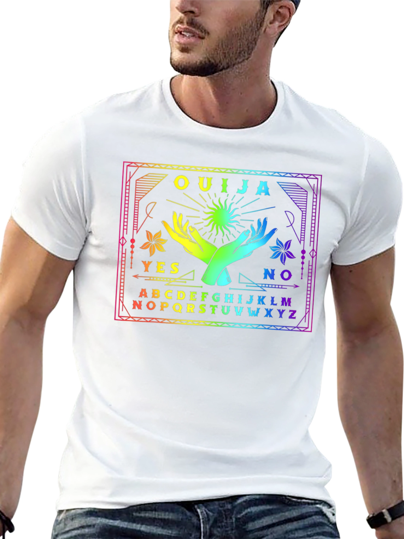 Ouija Board Graphic Tee - Unisex Rainbow Design - 13