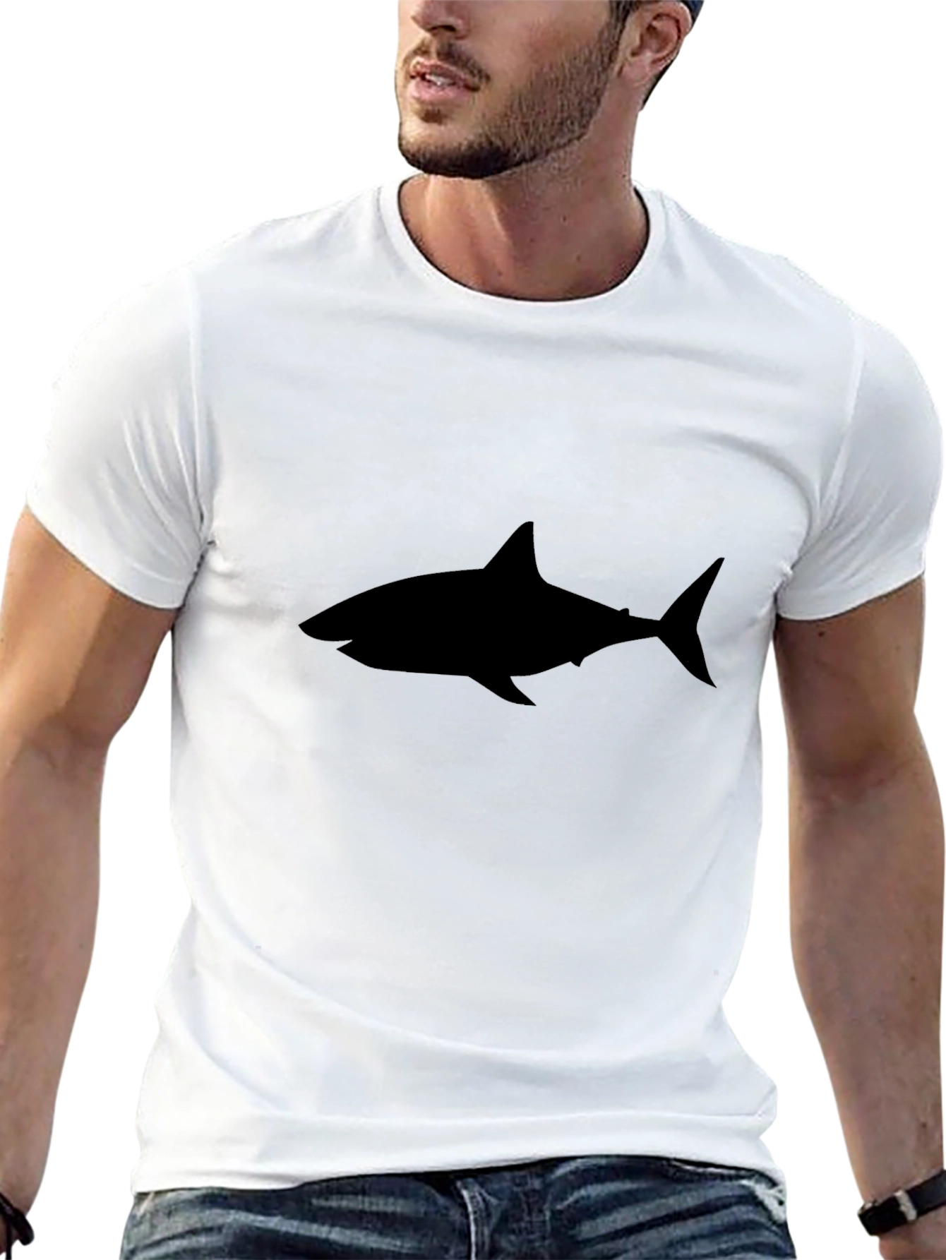 Black Black Shark Graphic Tee - Stylish Men's T-Shirt view 13