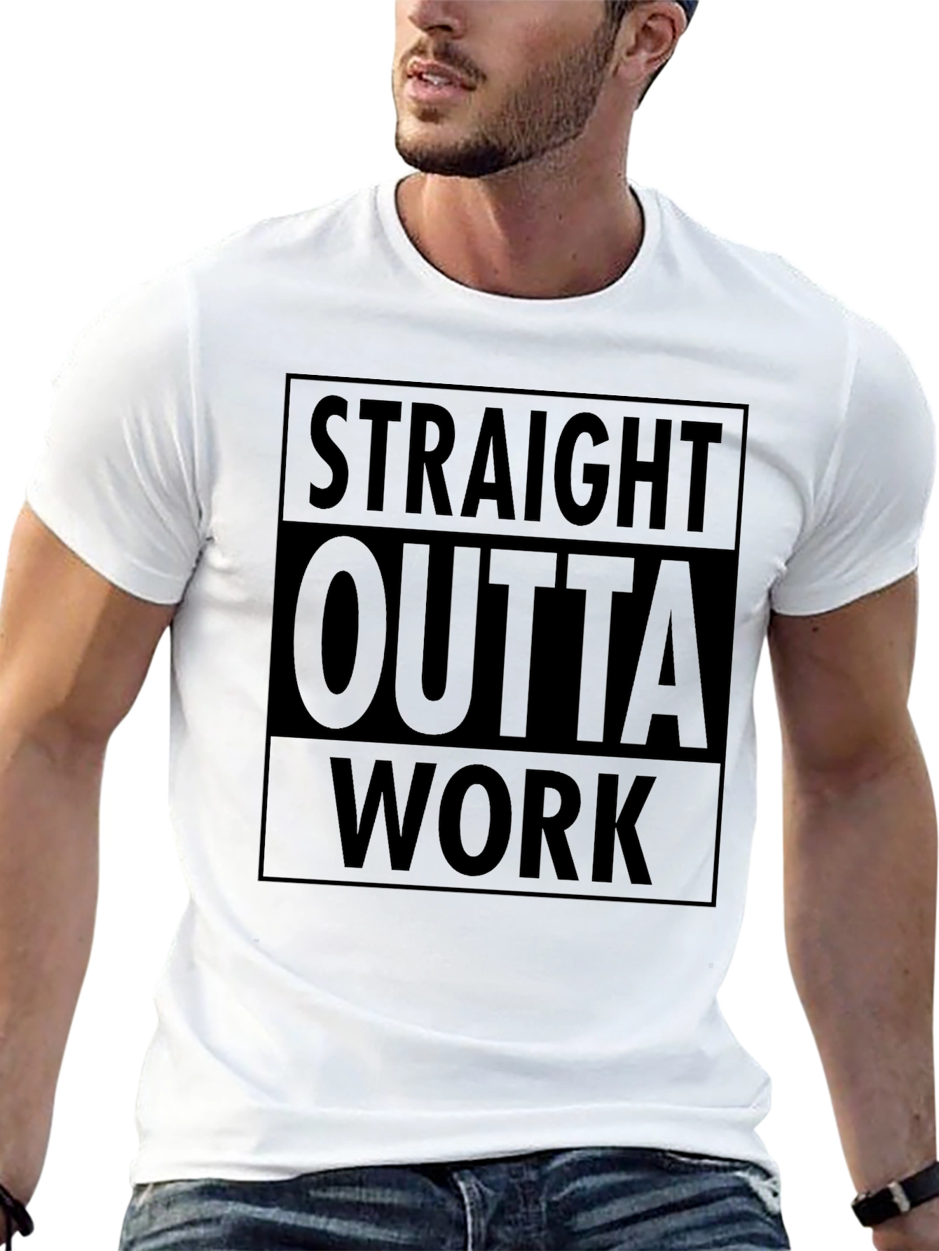 Black Straight Outta Work Graphic T-Shirt view 13