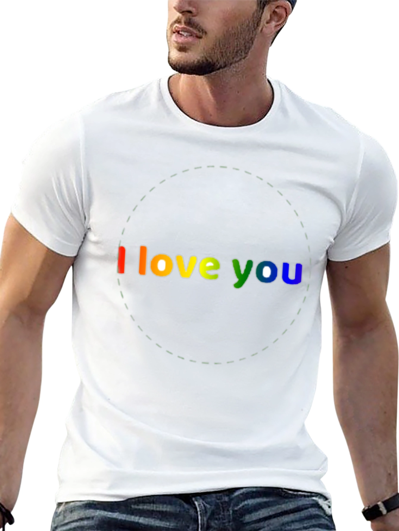 Black I Love You Rainbow Graphic Black T-Shirt view 13