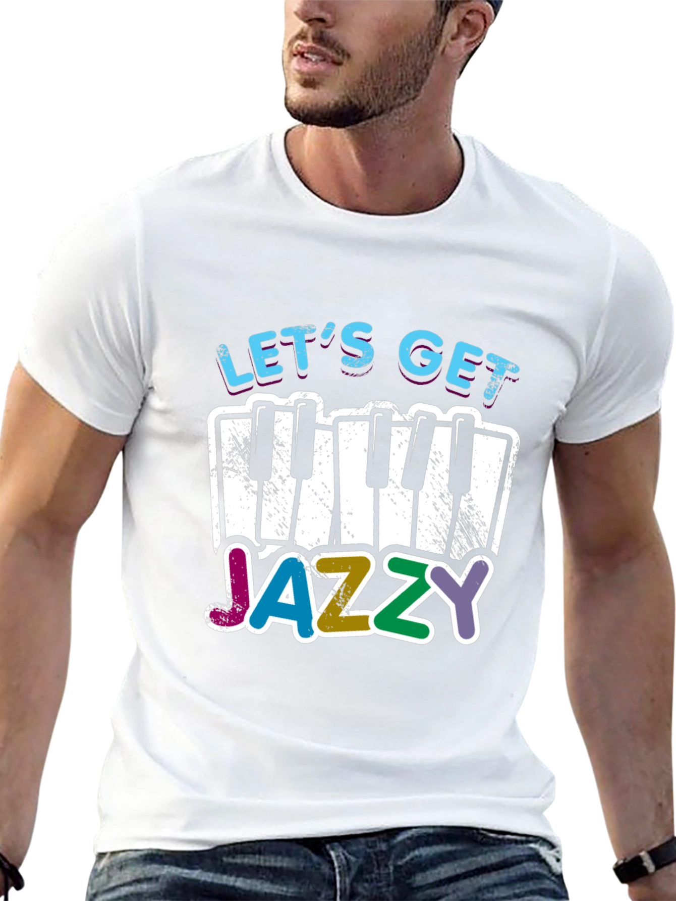 Black Let's Get Jazzy T-Shirt - Music Lover Tee view 13
