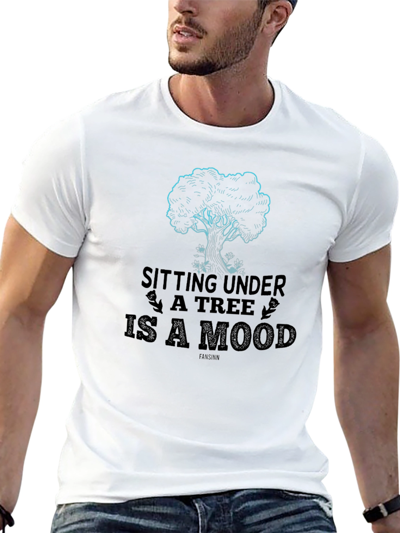 Black Sitting Under a Tree T-Shirt - Relaxed Mood view 13