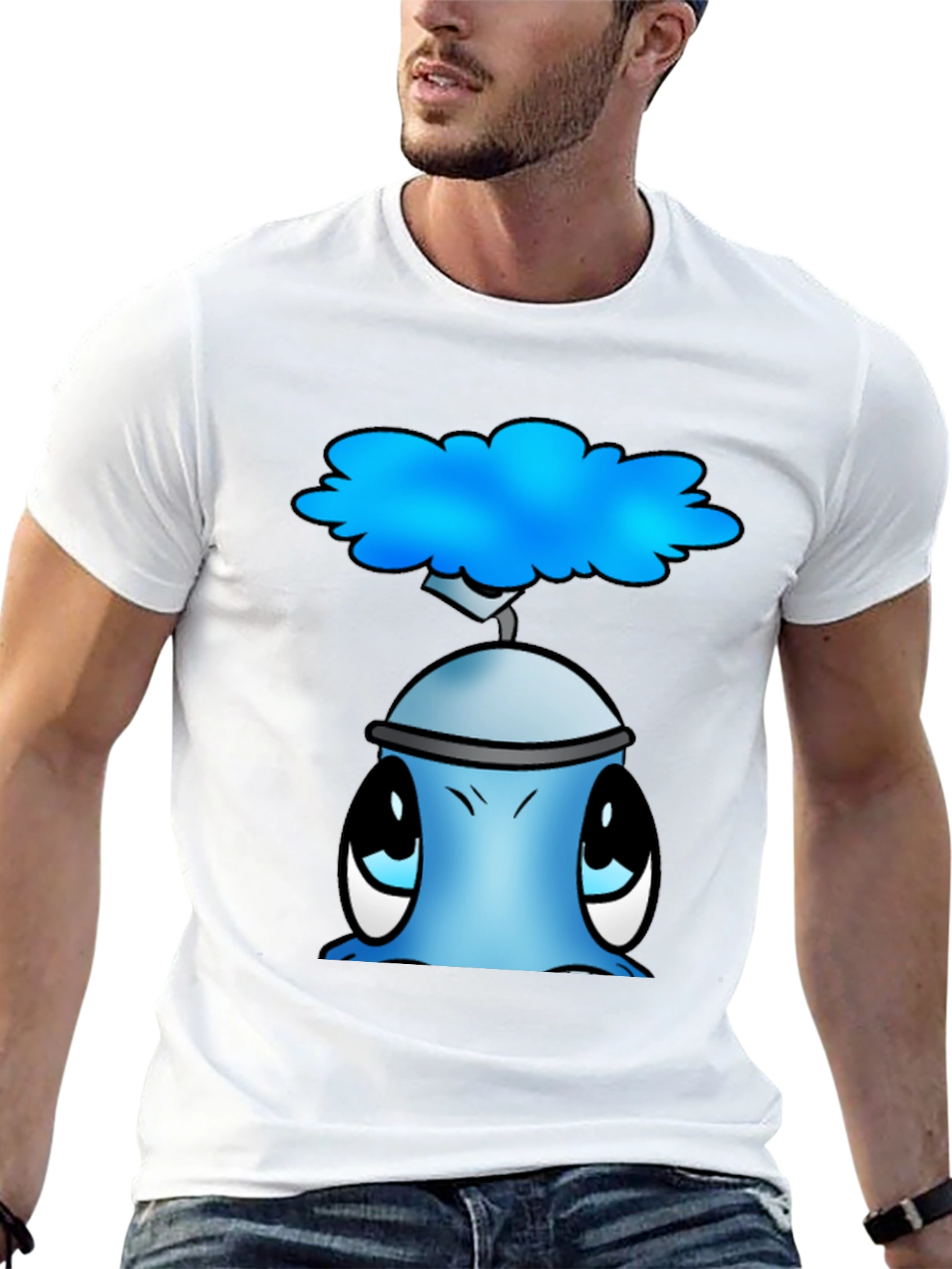 Black Cute Blue Alien Graphic T-Shirt view 13