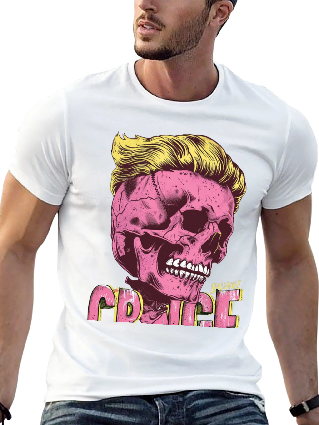 Black Skull with Hair T-shirt view 13