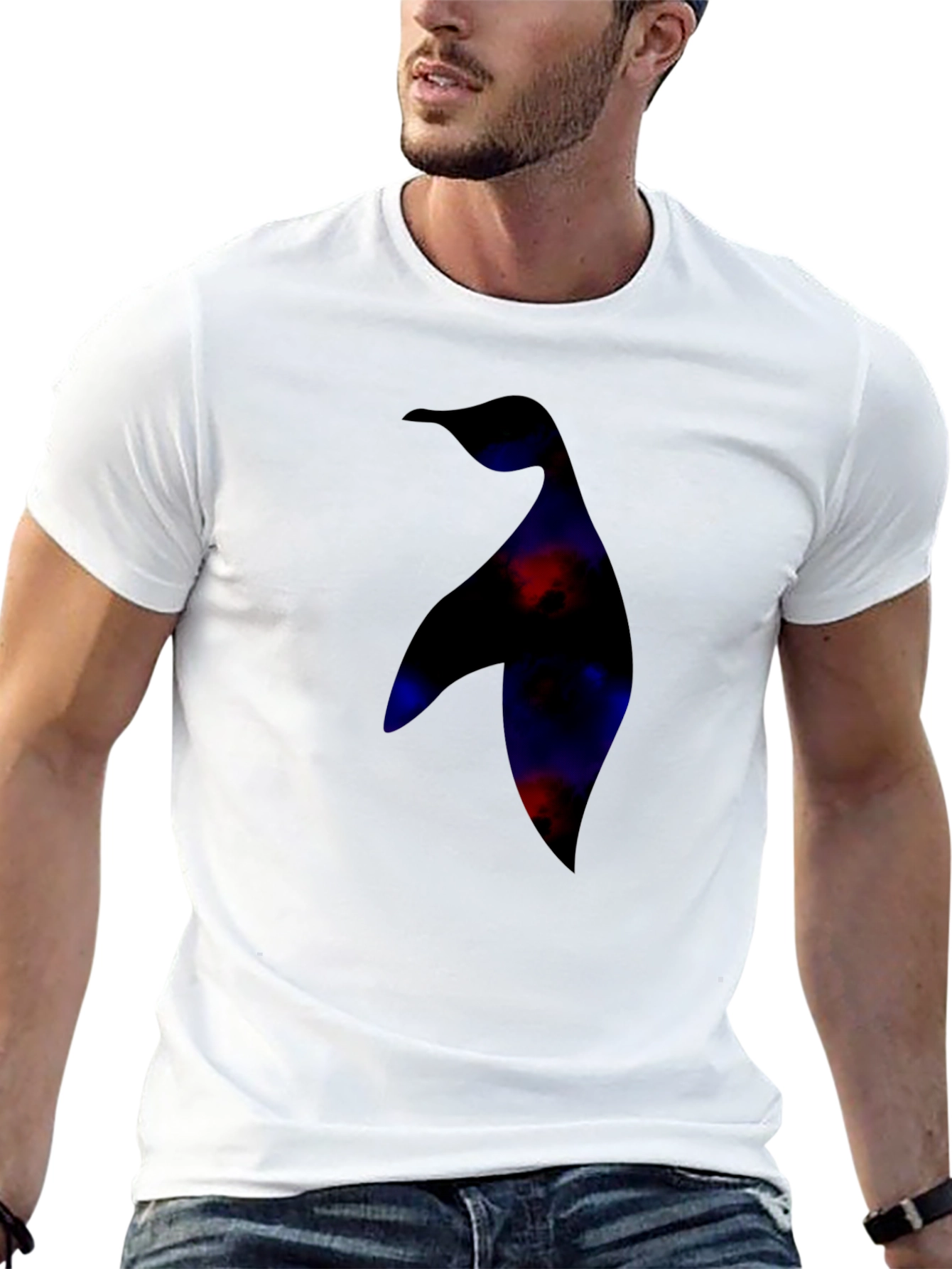 Black Abstract Penguin Graphic Print Black T-Shirt view 13