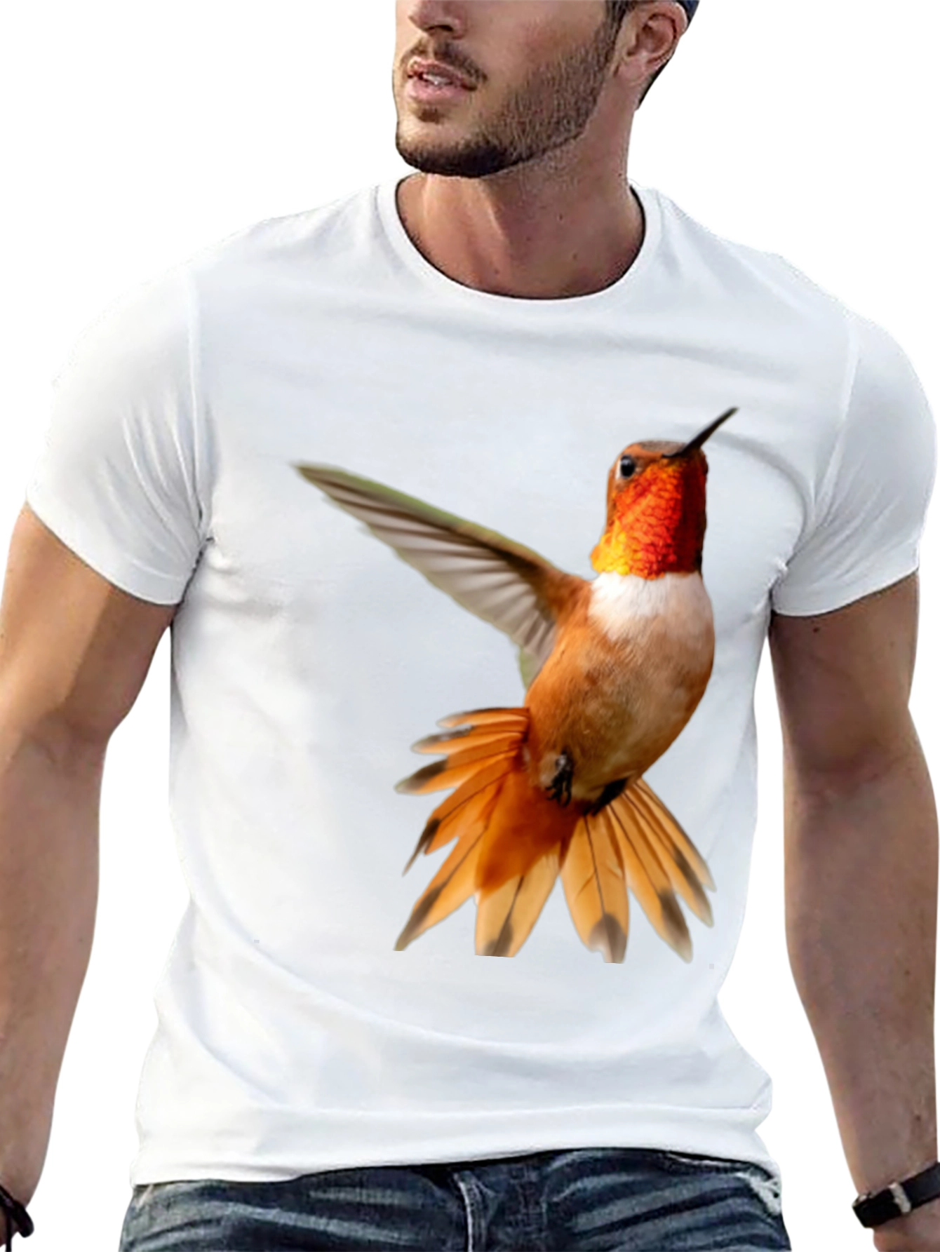 Black Hummingbird Graphic Tee - Black Cotton Blend view 13