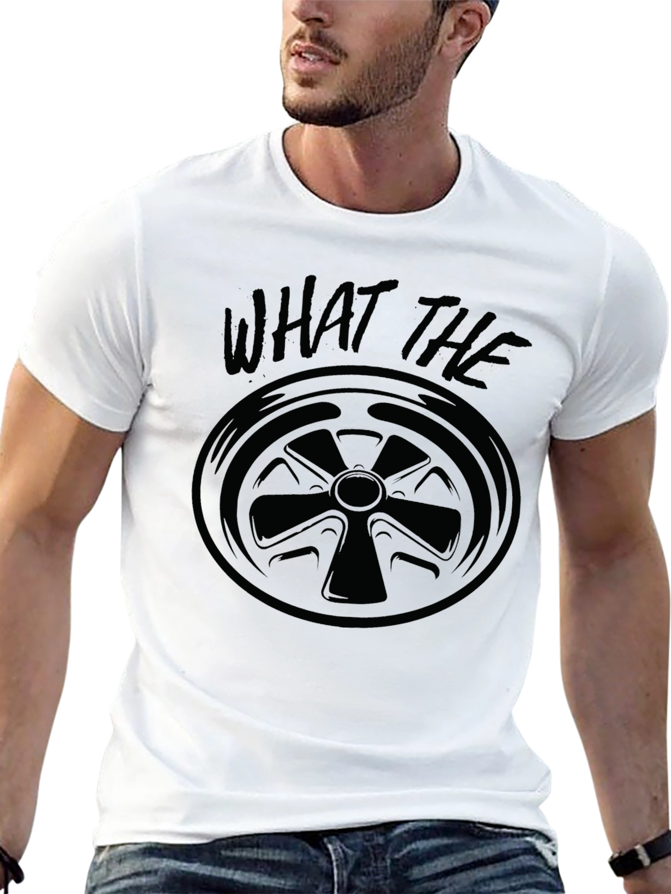 Black What the Drain? Funny Black Graphic T-Shirt view 13