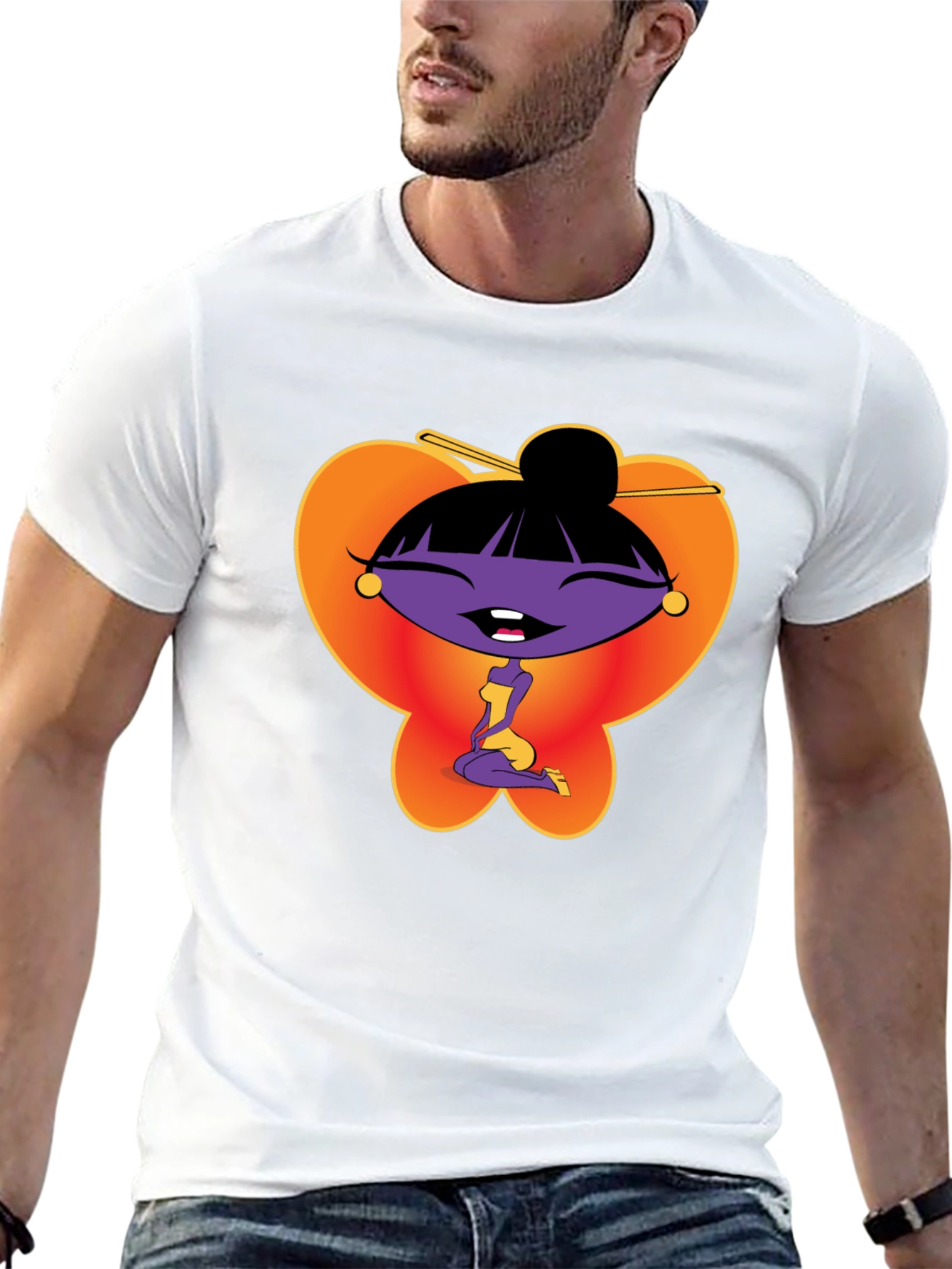 Black Cartoon Girl Graphic Tee - Black view 13