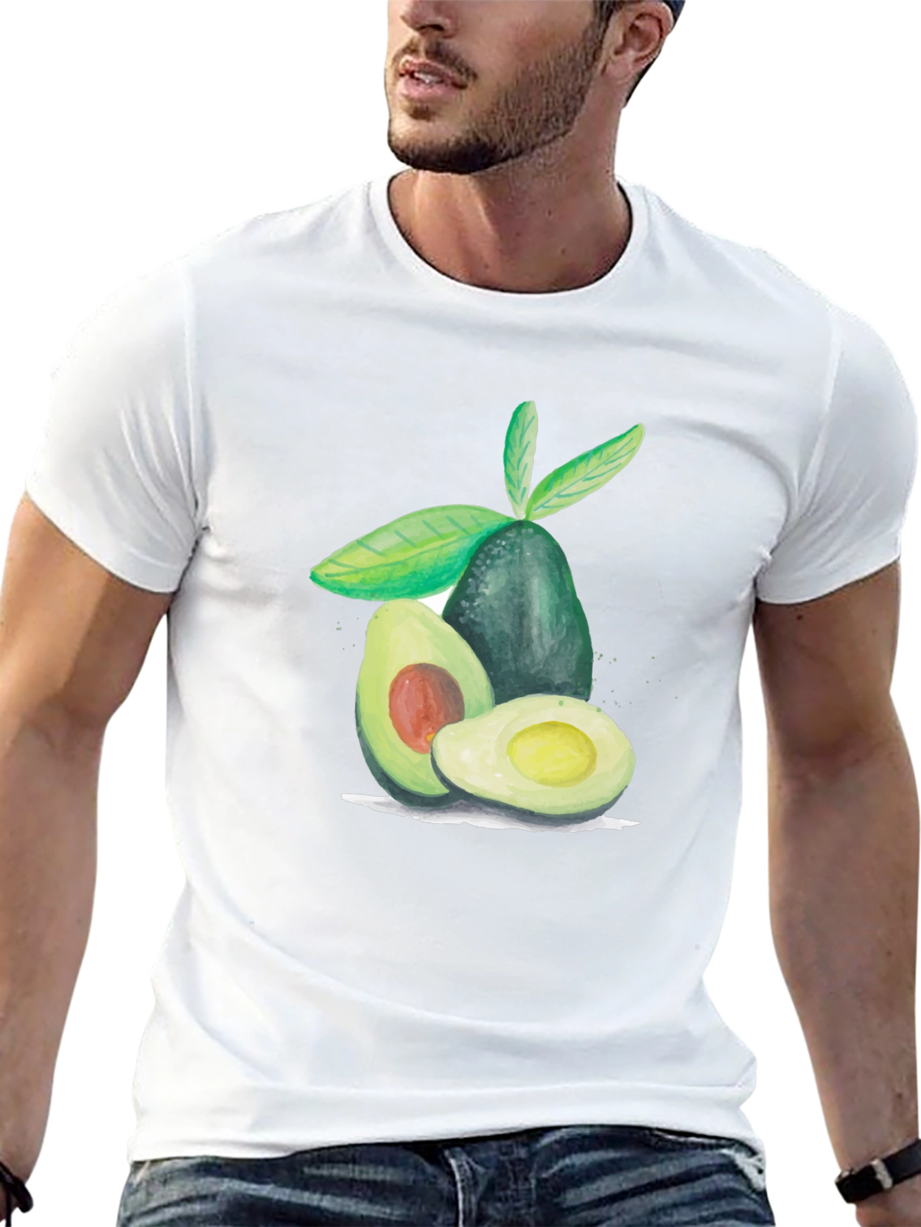 Black Avocado Graphic Tee - Casual Fruit Print T-Shirt view 13