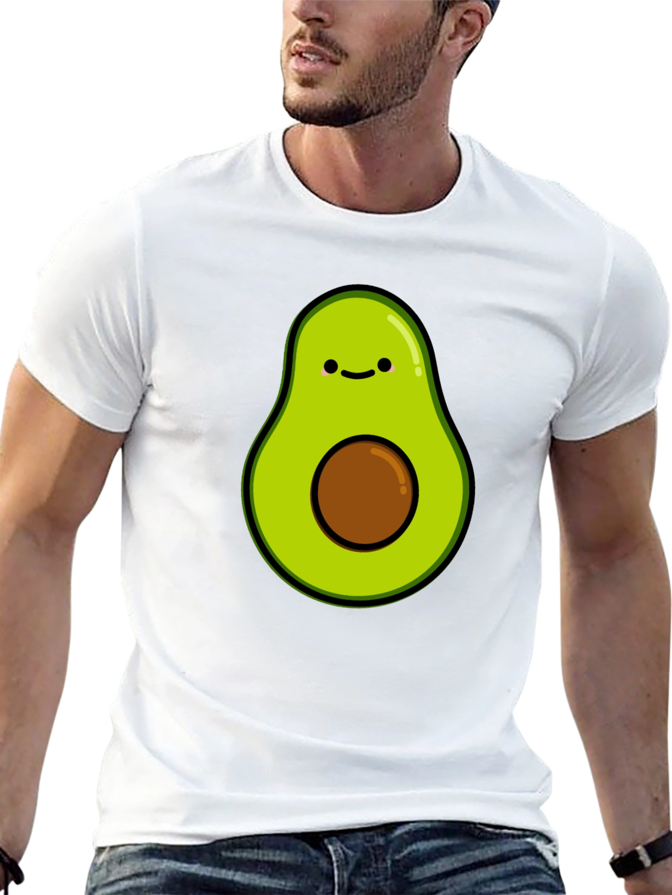 Black Cute Avocado Graphic T-Shirt - Black view 13
