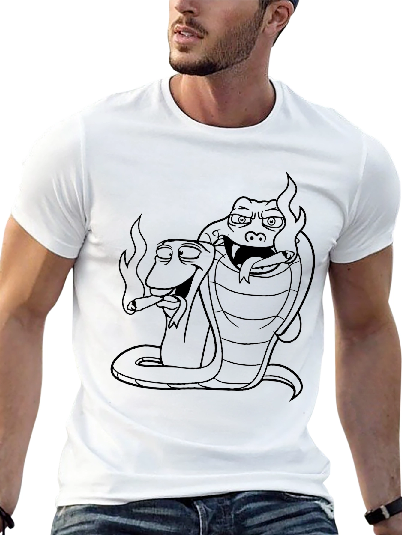 Black Smoking Snakes Graphic Tee - Cool Design view 13