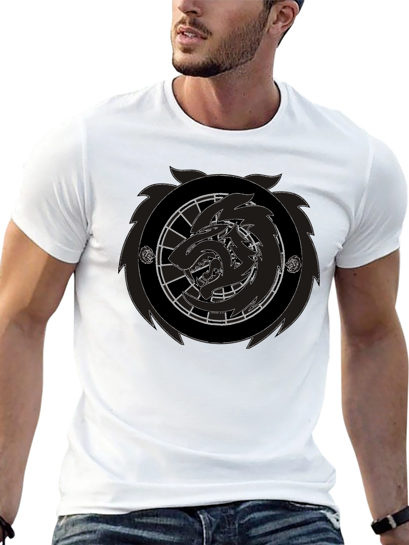 Black Black Wolf Emblem Graphic Tee - Men's Fashion view 13