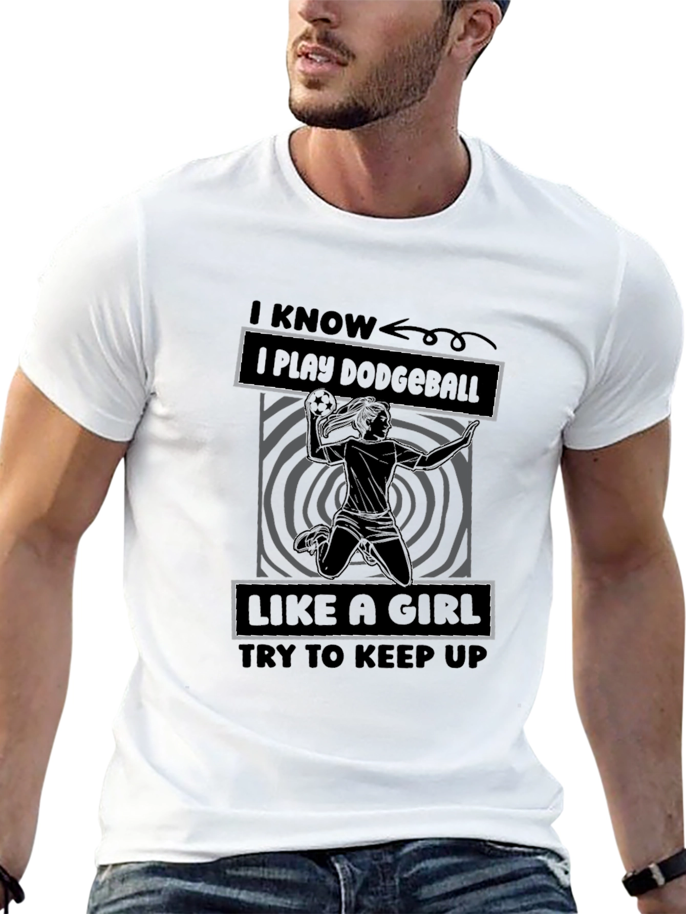Black Dodgeball Like A Girl Graphic T-Shirt view 13