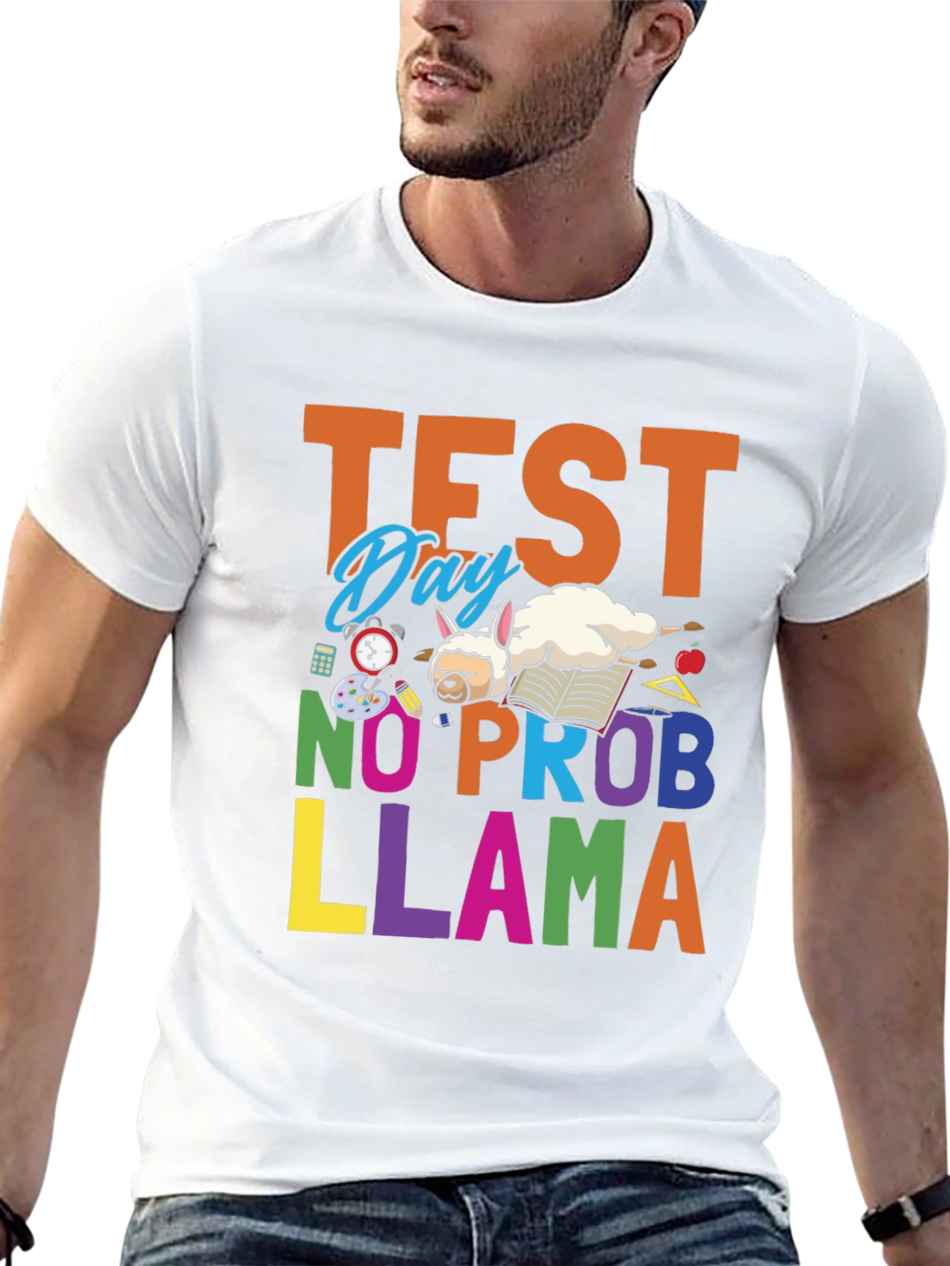 Black Test Day No Prob Llama T-Shirt - School & Study Fun view 13