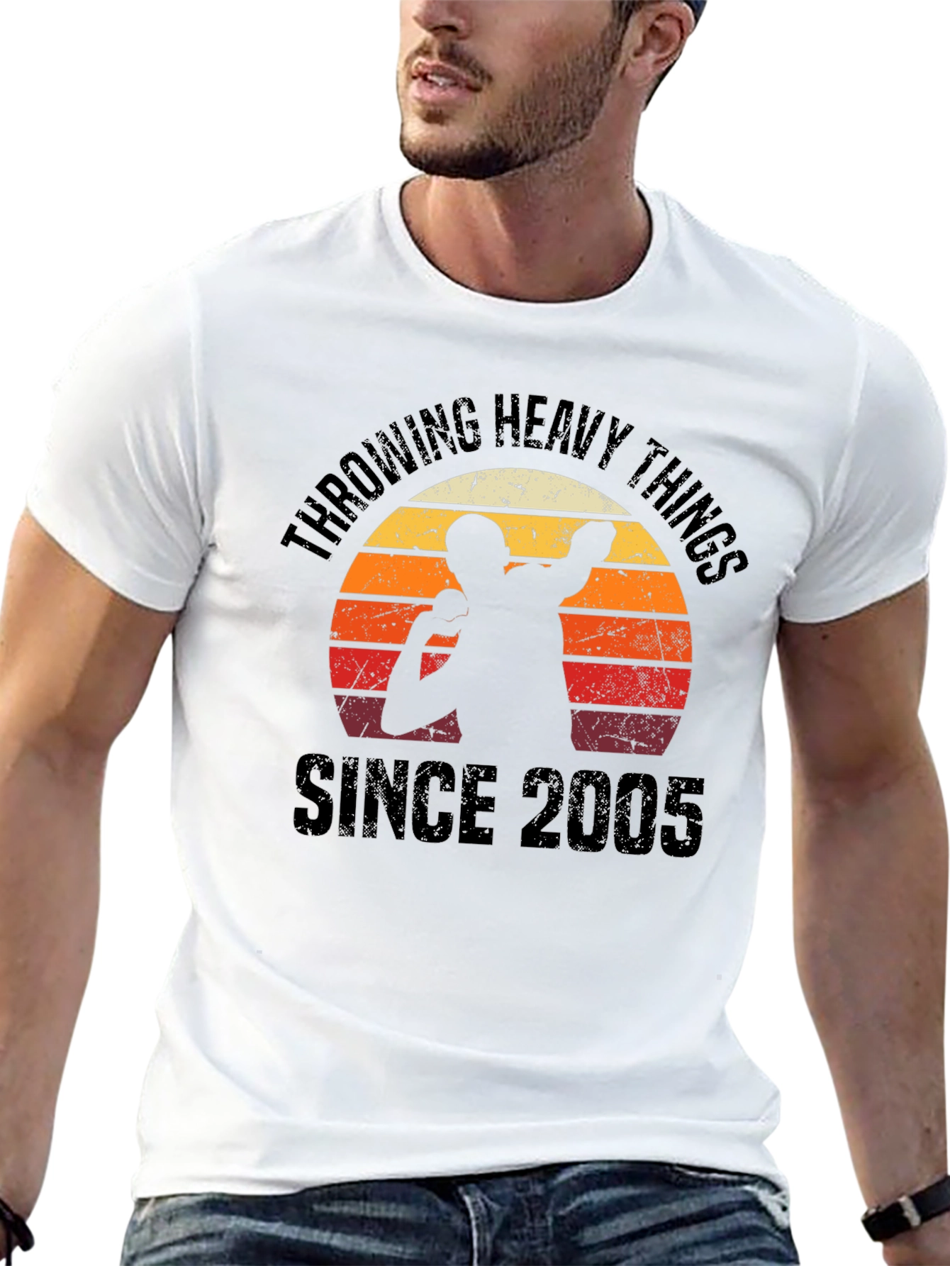 Black Throwing Heavy Things Since 2005 T-Shirt view 13