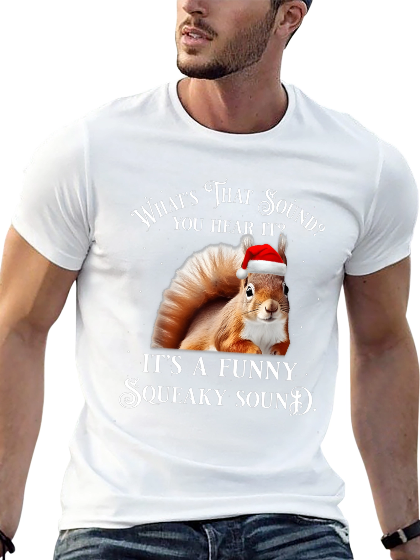 Black Funny Squeaky Sound Squirrel Christmas T-Shirt view 13