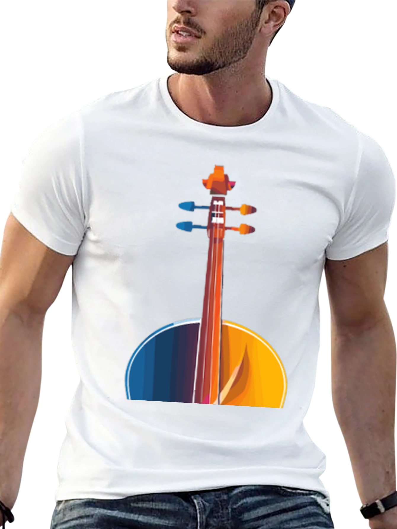 Black Abstract Cello Graphic Tee - Black Musical Shirt view 13