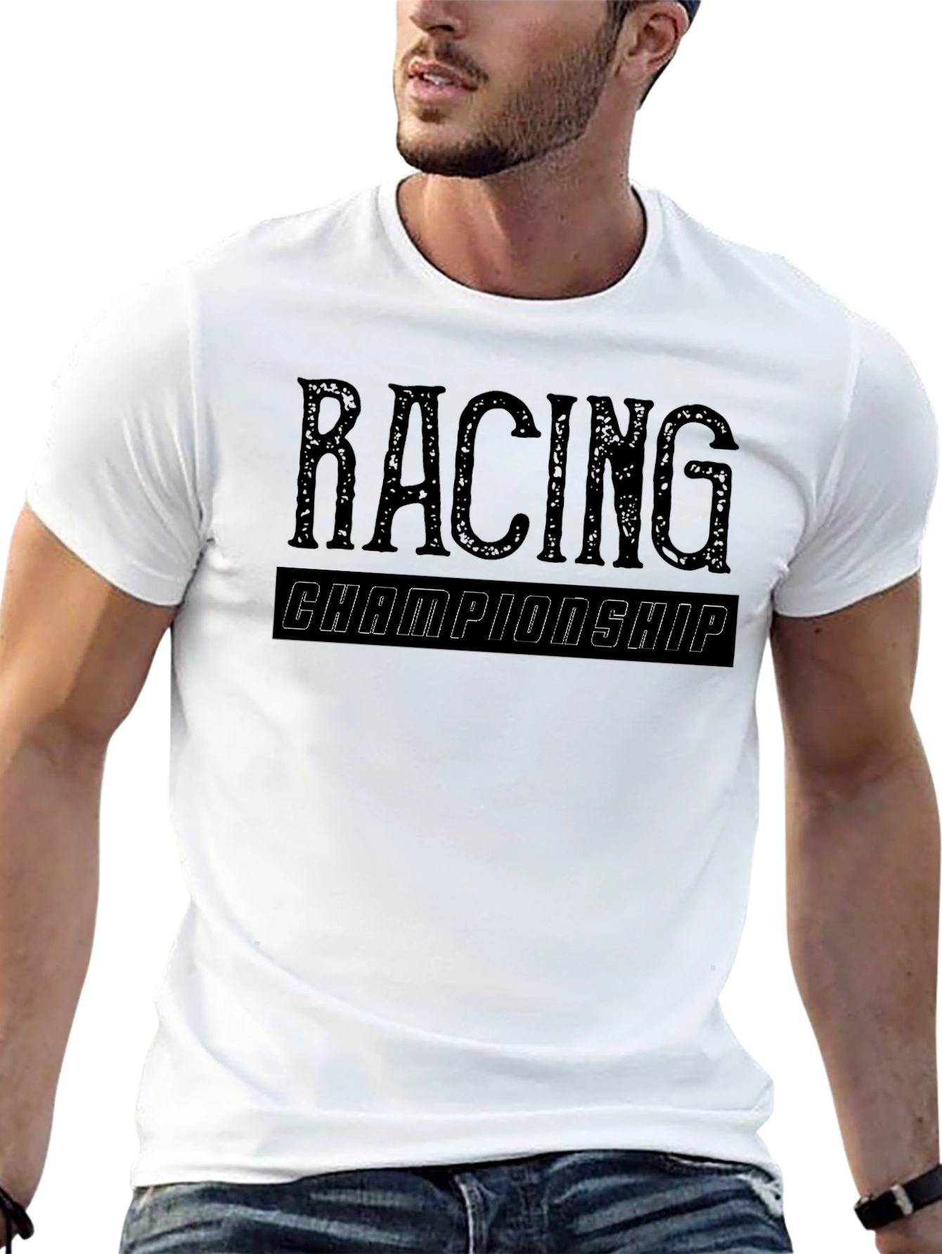 Black Racing Championship Graphic T-Shirt - Classic Design view 13