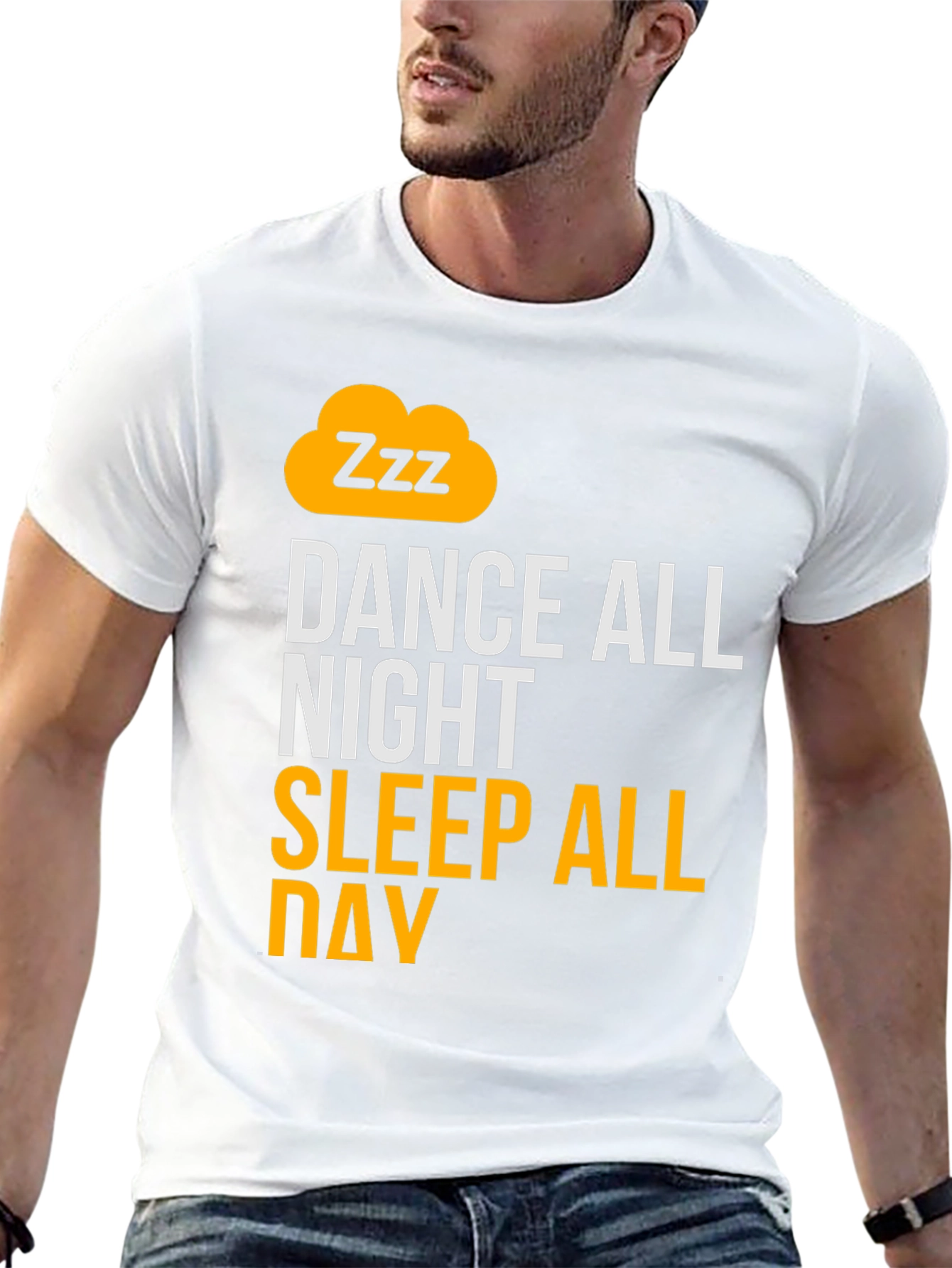 Black Dance All Night Sleep All Day Black Graphic T-Shirt view 13