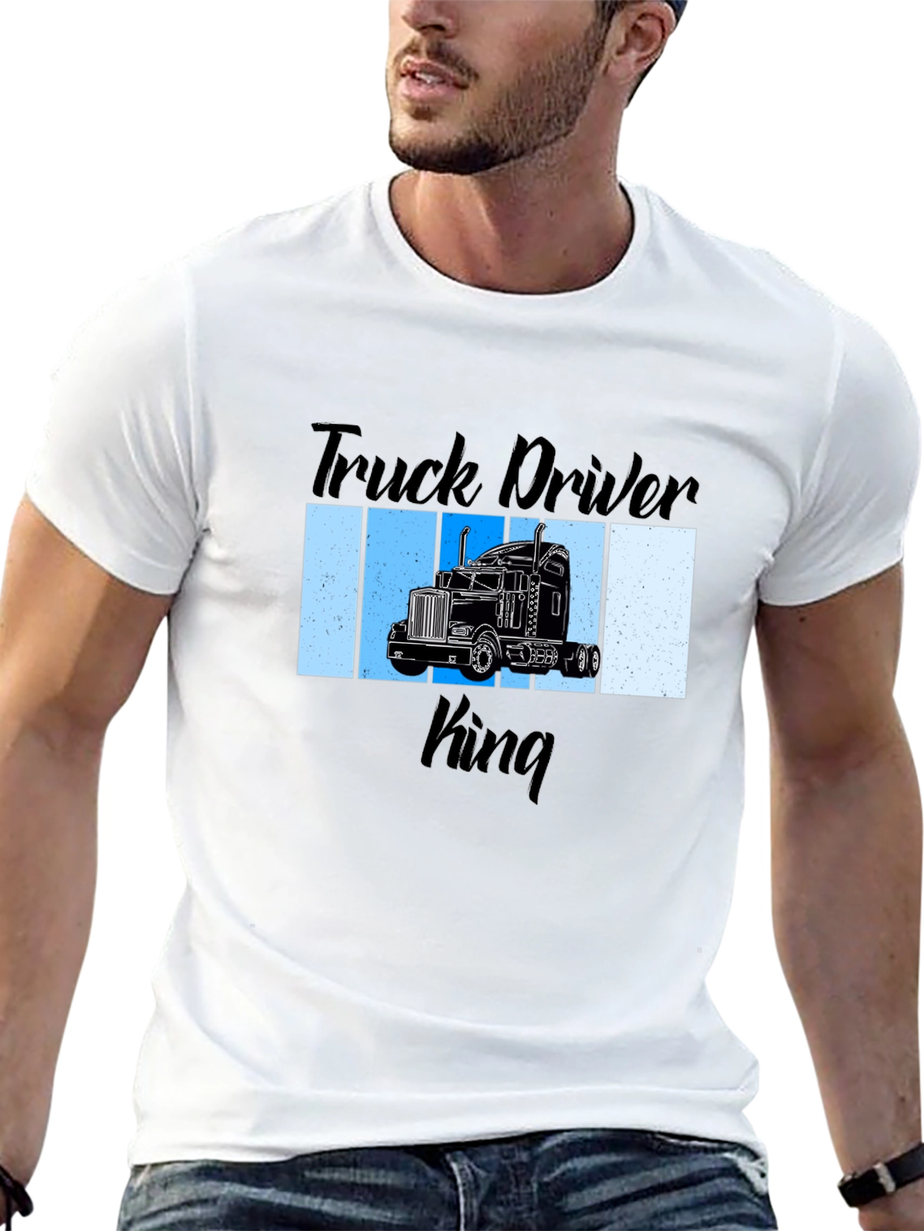 Black Truck Driver King Graphic T-Shirt view 13