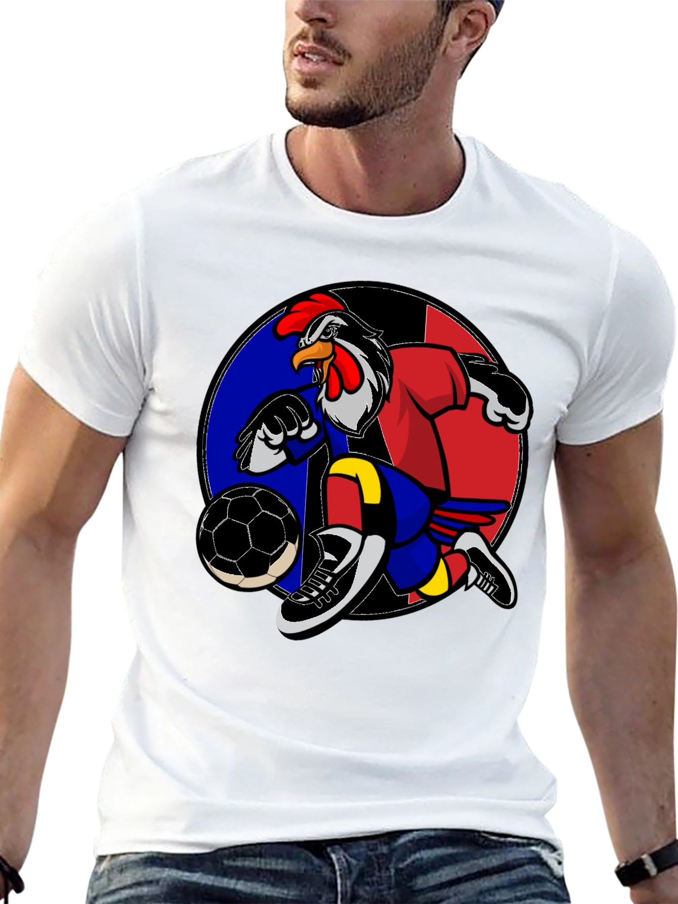 Black Rooster Soccer T-Shirt: Black Graphic Tee view 13