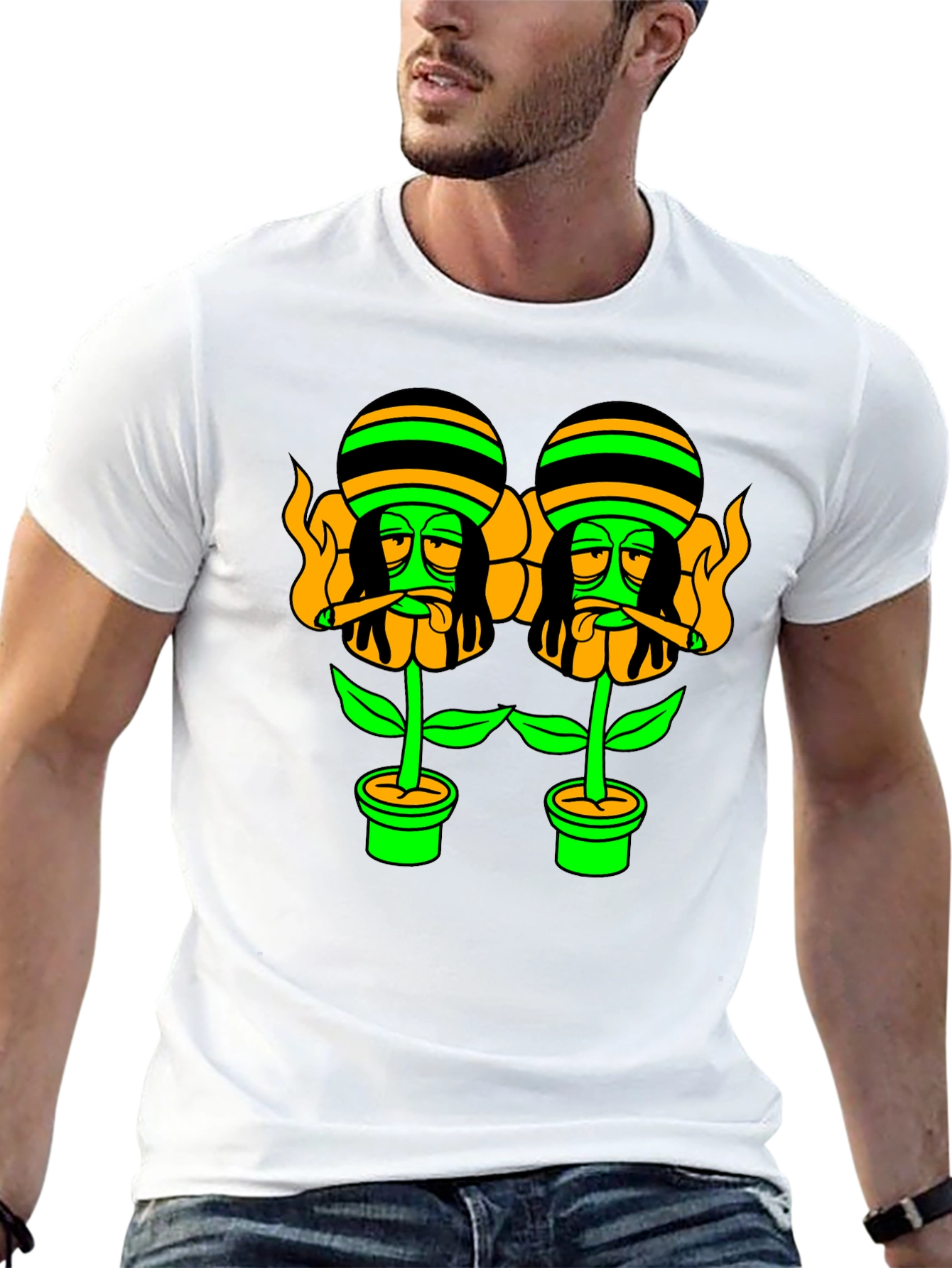 Black Rasta Flower Pot Graphic Tee - Black view 13