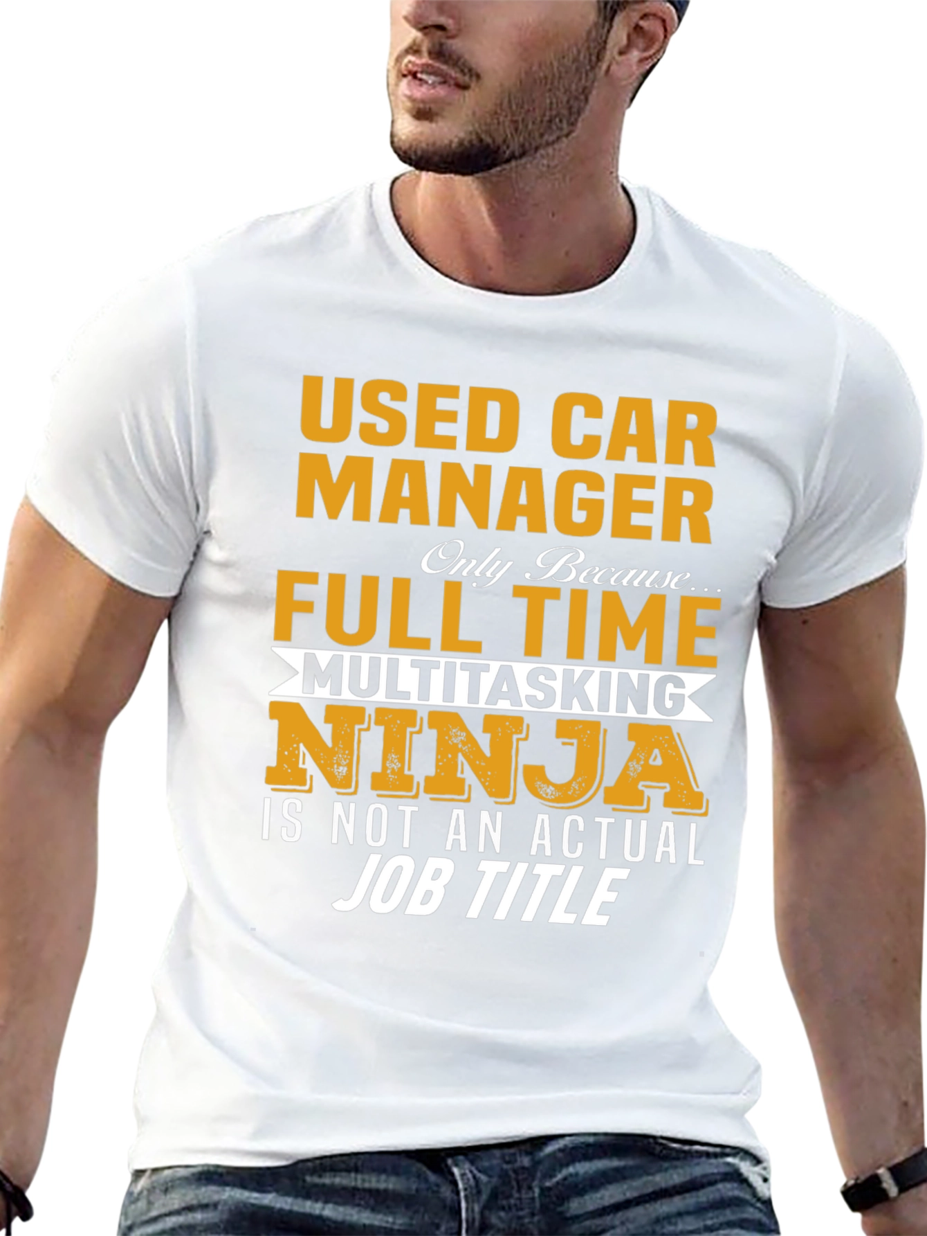 Black Used Car Manager Full Time Ninja T-Shirt view 13