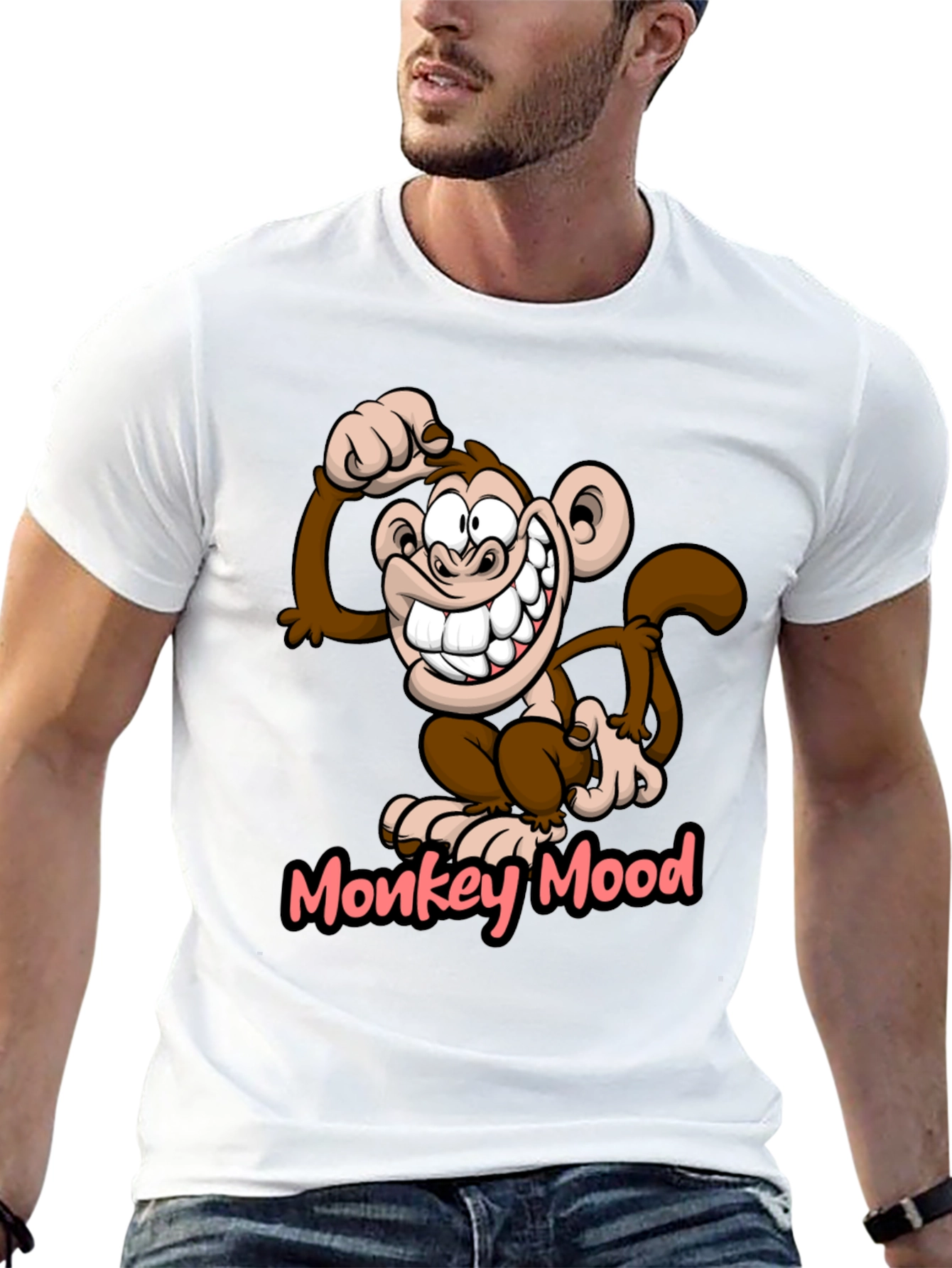 Black Monkey Mood Graphic T-Shirt - Fun Novelty Tee view 13