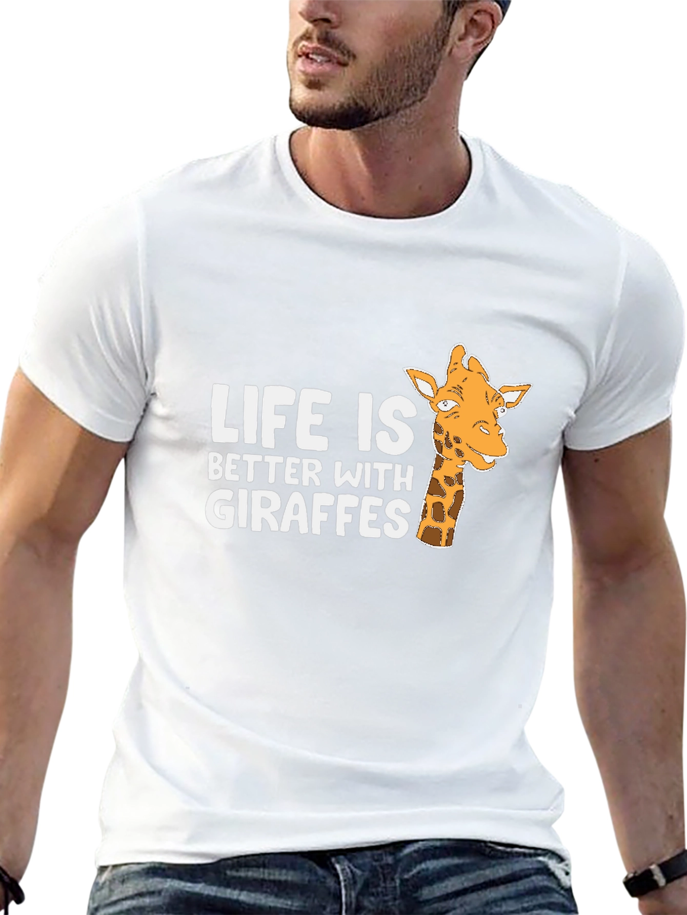 Black Life is Better with Giraffes Black T-Shirt view 13