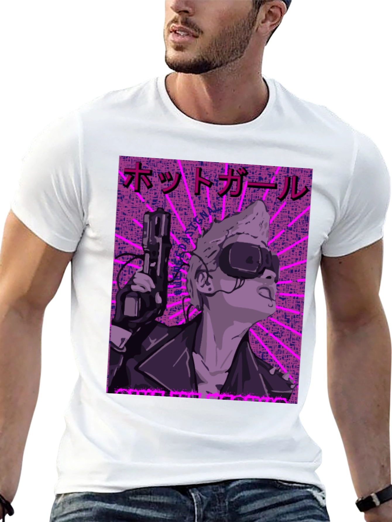 Black Cyberpunk Girl Graphic Print Tee view 13