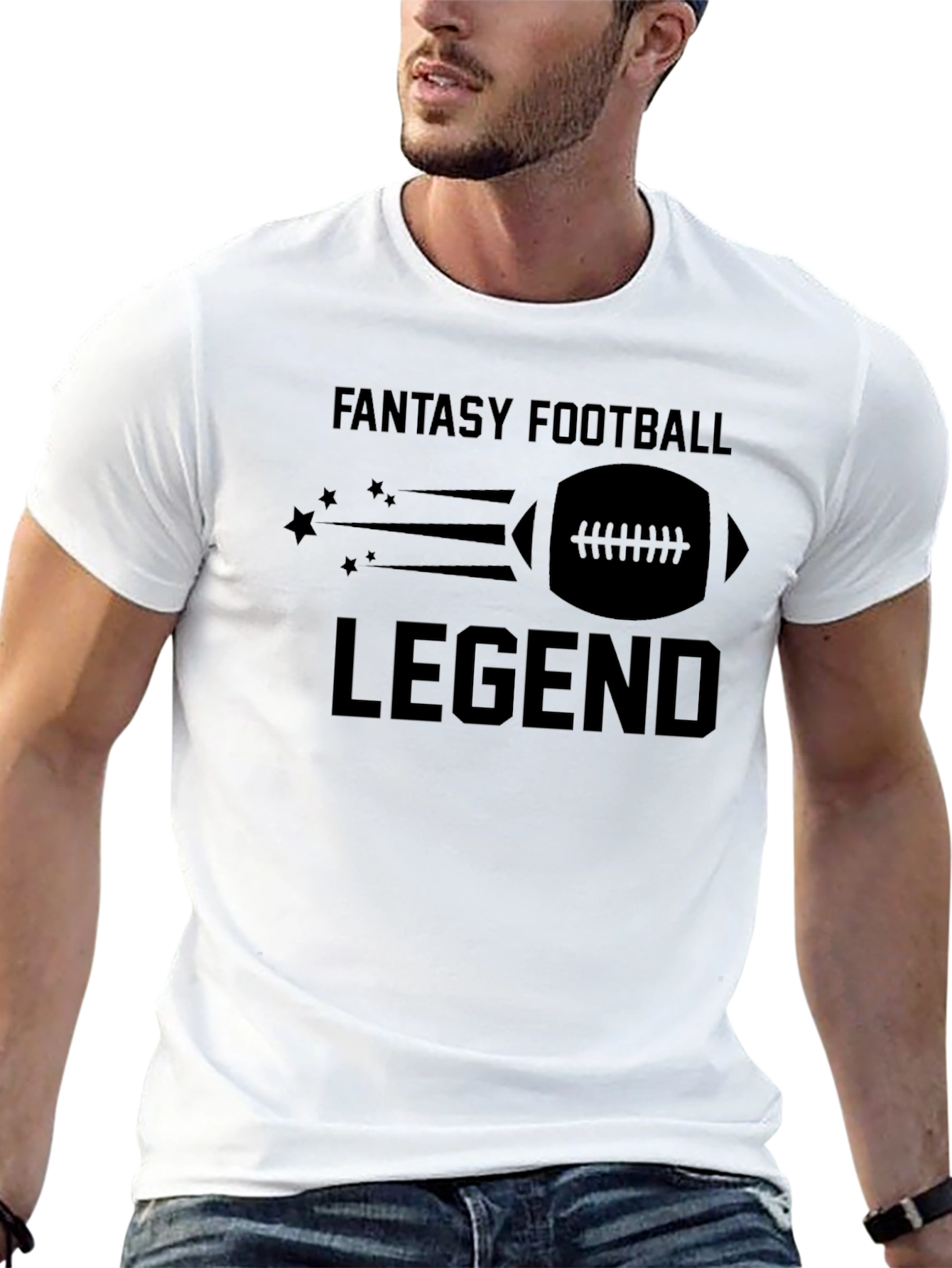 Black Fantasy Football Legend T-Shirt - Black Crew Neck Tee view 13